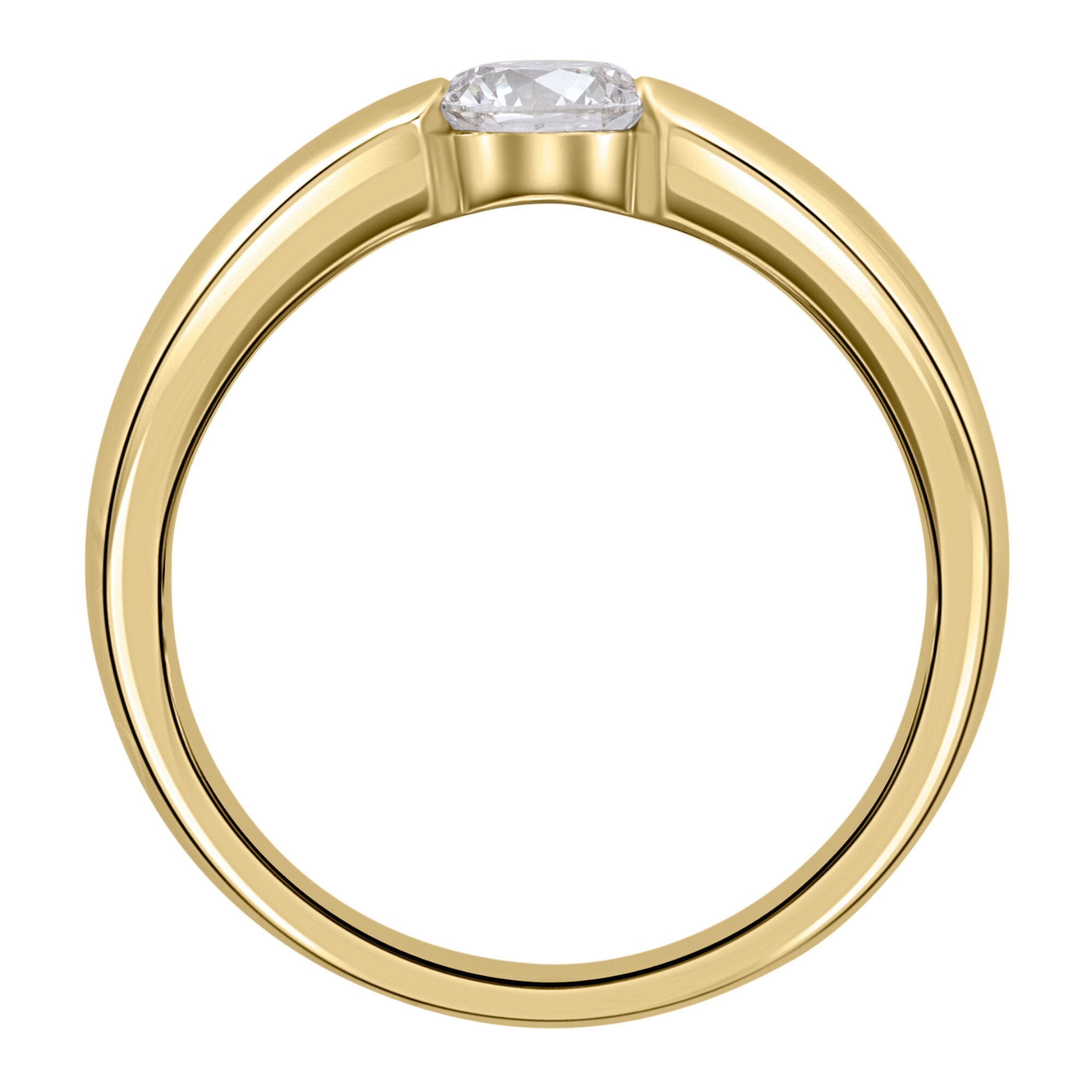 Diamantring »0.08 ct Diamant Brillant Spannfassung Ring aus 750 Gelbgold«, Damen Gold...