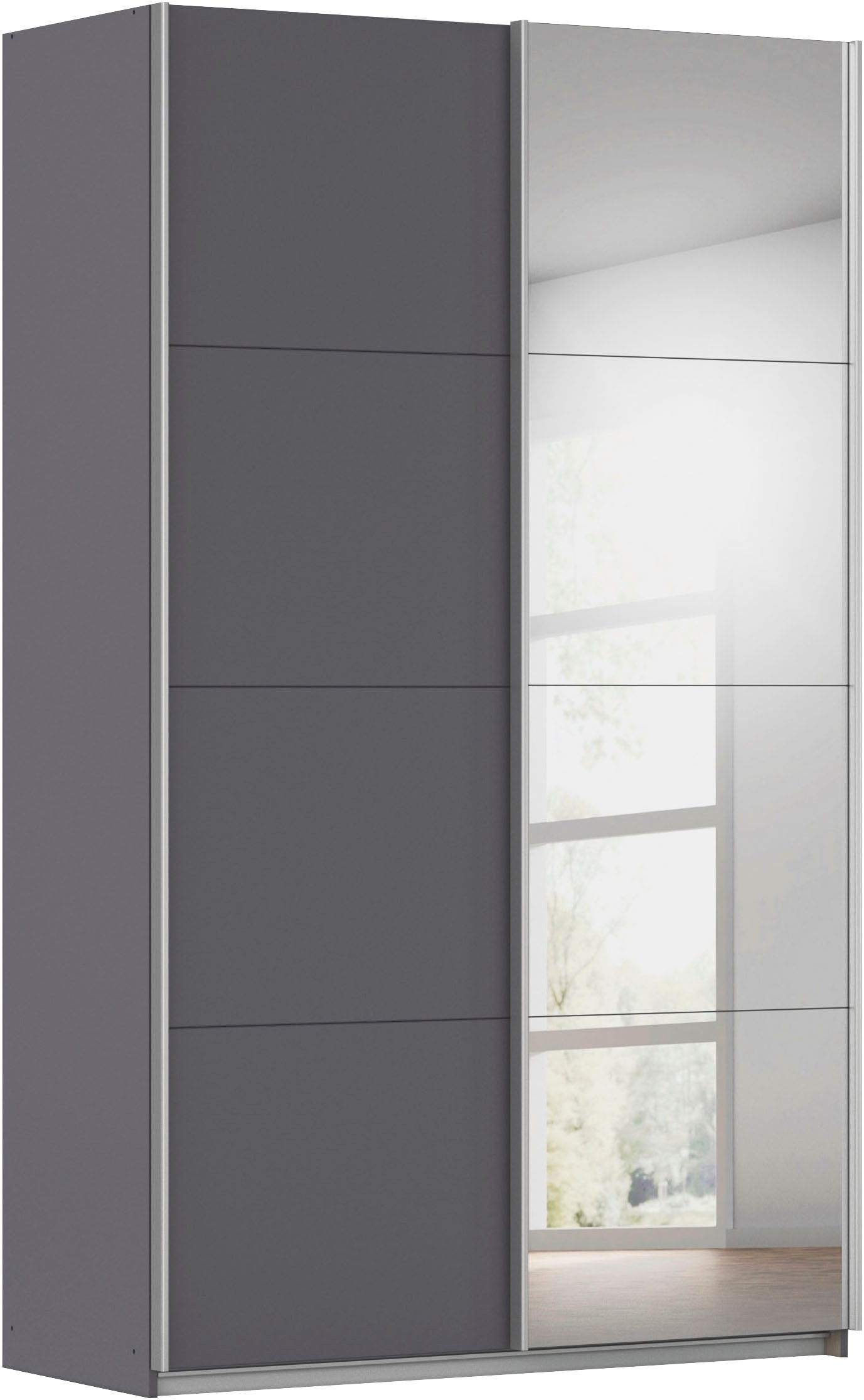 Schwebetürenschrank RAUCH, B:136cm H:229cm T:62cmgraumetallic, Holzwerkstoff, Schränke, "Kleiderschrank Schrank Garderobe Schlafzimmerschrank