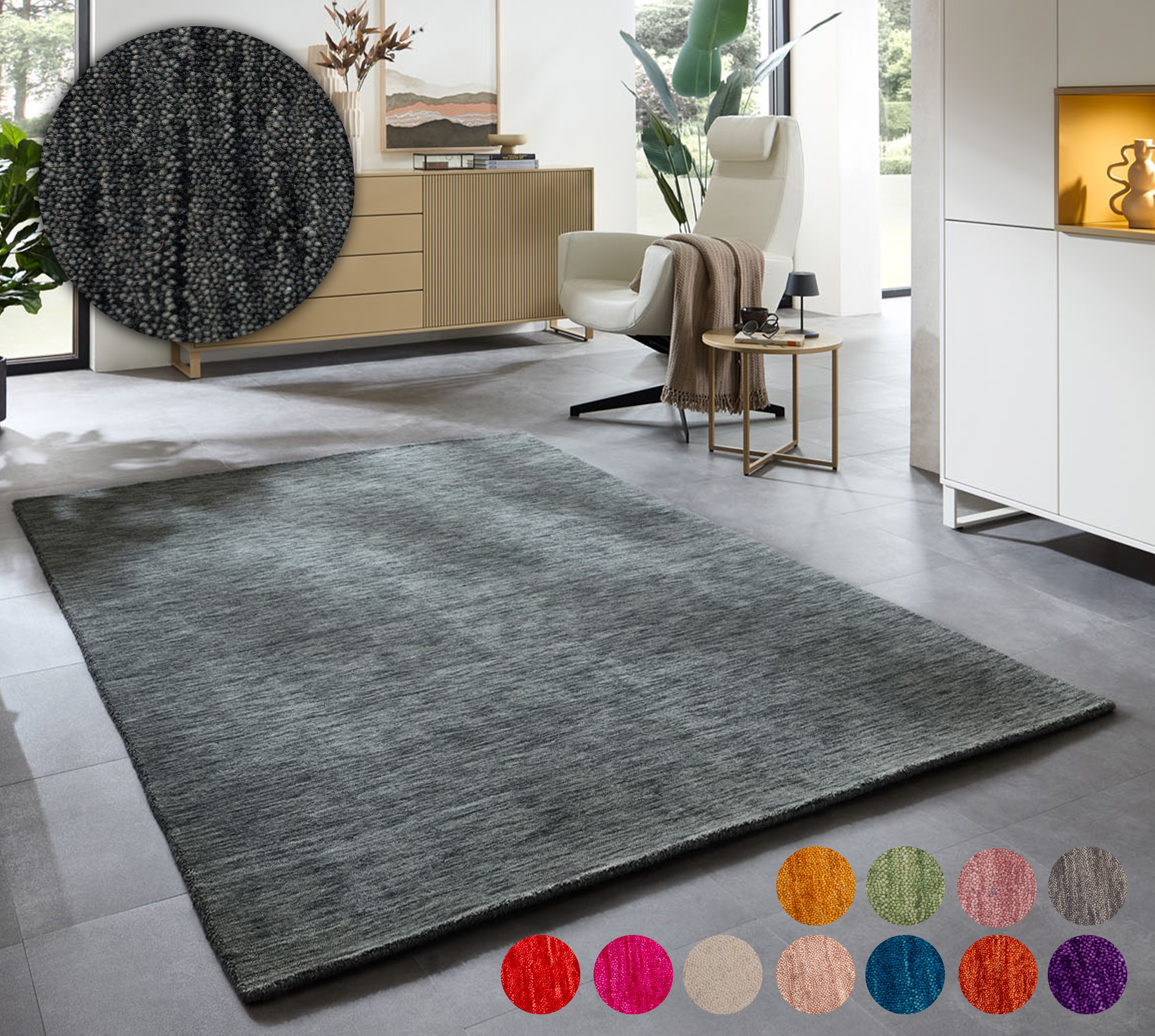THEKO Holi Rug Dark Gray 190x290 cm