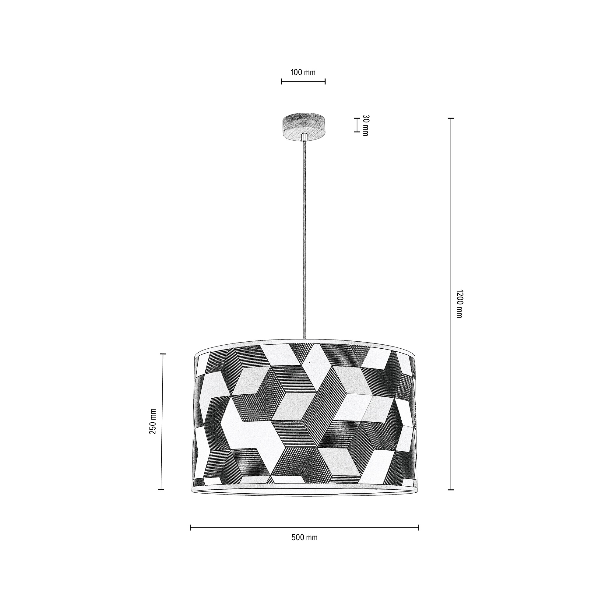 BRITOP LIGHTING Pendelleuchte »ESPACIO«, 1 flammig, Leuchtmittel E27 | ohne Leuchtmittel, Hängeleuchte, Lampenschirm aus laminierter Tapete, kürzbar
