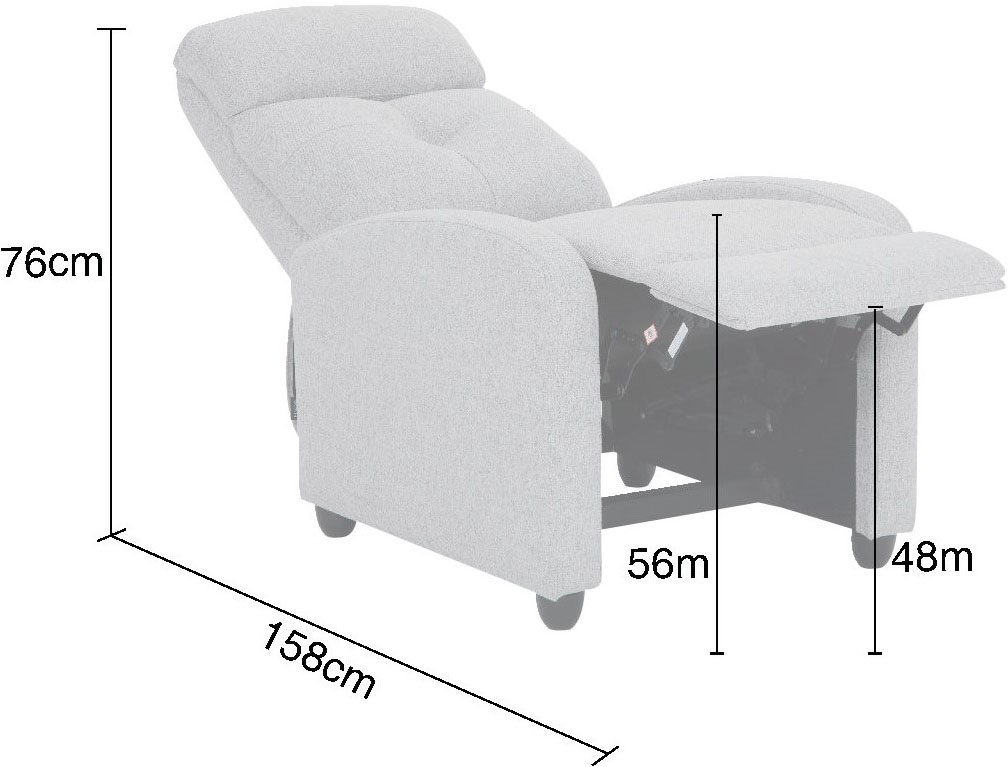 Home affaire Relaxsessel »VESOUL, TV-Sessel, Ruhesessel mit Schlaffunktion, Webstoff«, Loungesessel mit manueller Relax- und Liegefunktion (105°-135°)