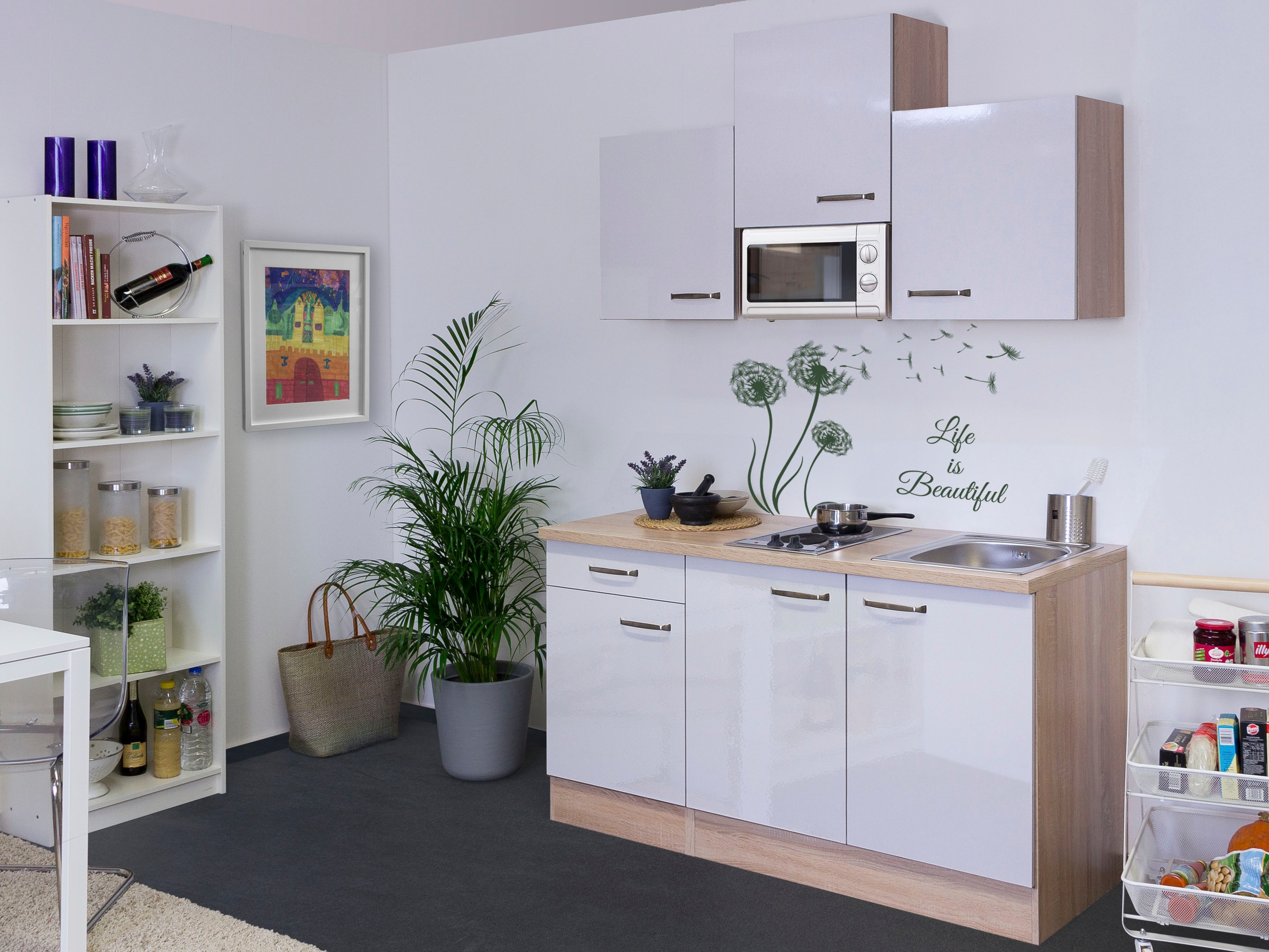 Flex-Well Küchenzeile "Florenz" Gesamtbreite 150cm, mit Mikrowelle und Koch günstig online kaufen