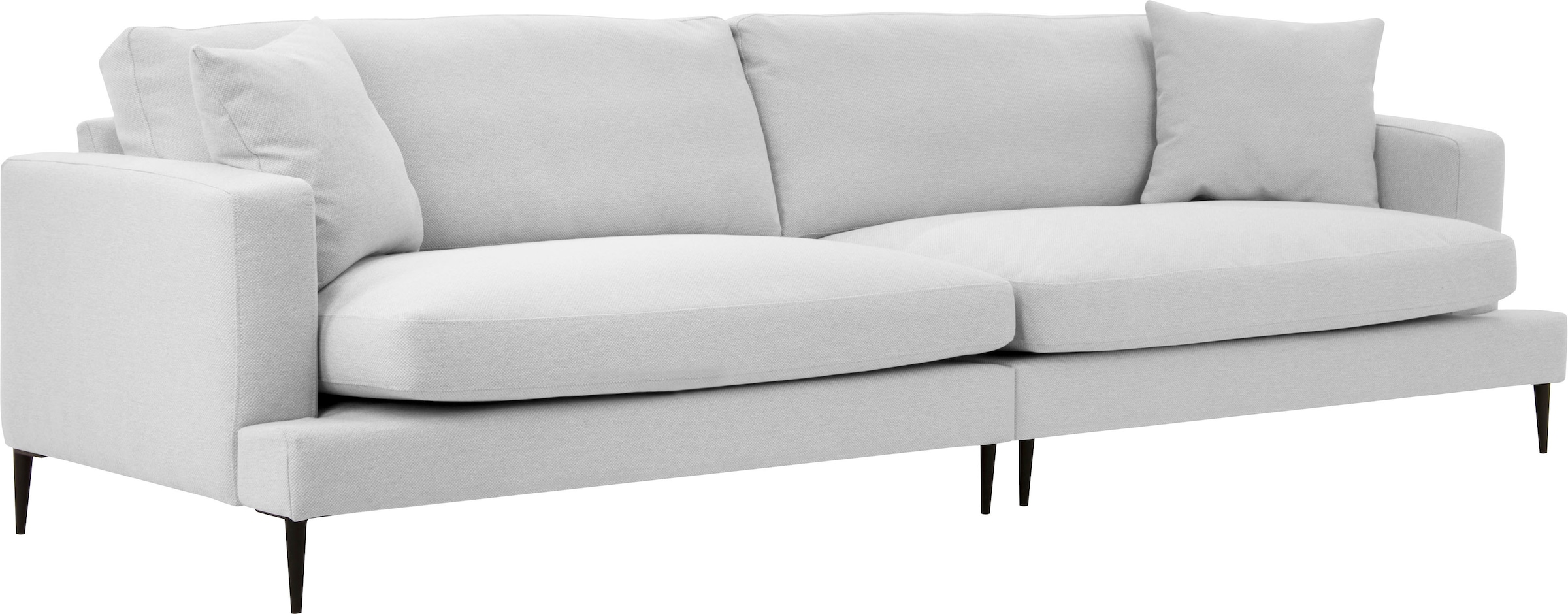 Leonique Big-Sofa »Cozy elegantes Designsofa, Maße B/T/H: 252/97/80 cm«, mit losen Kissen und Metallbeinen