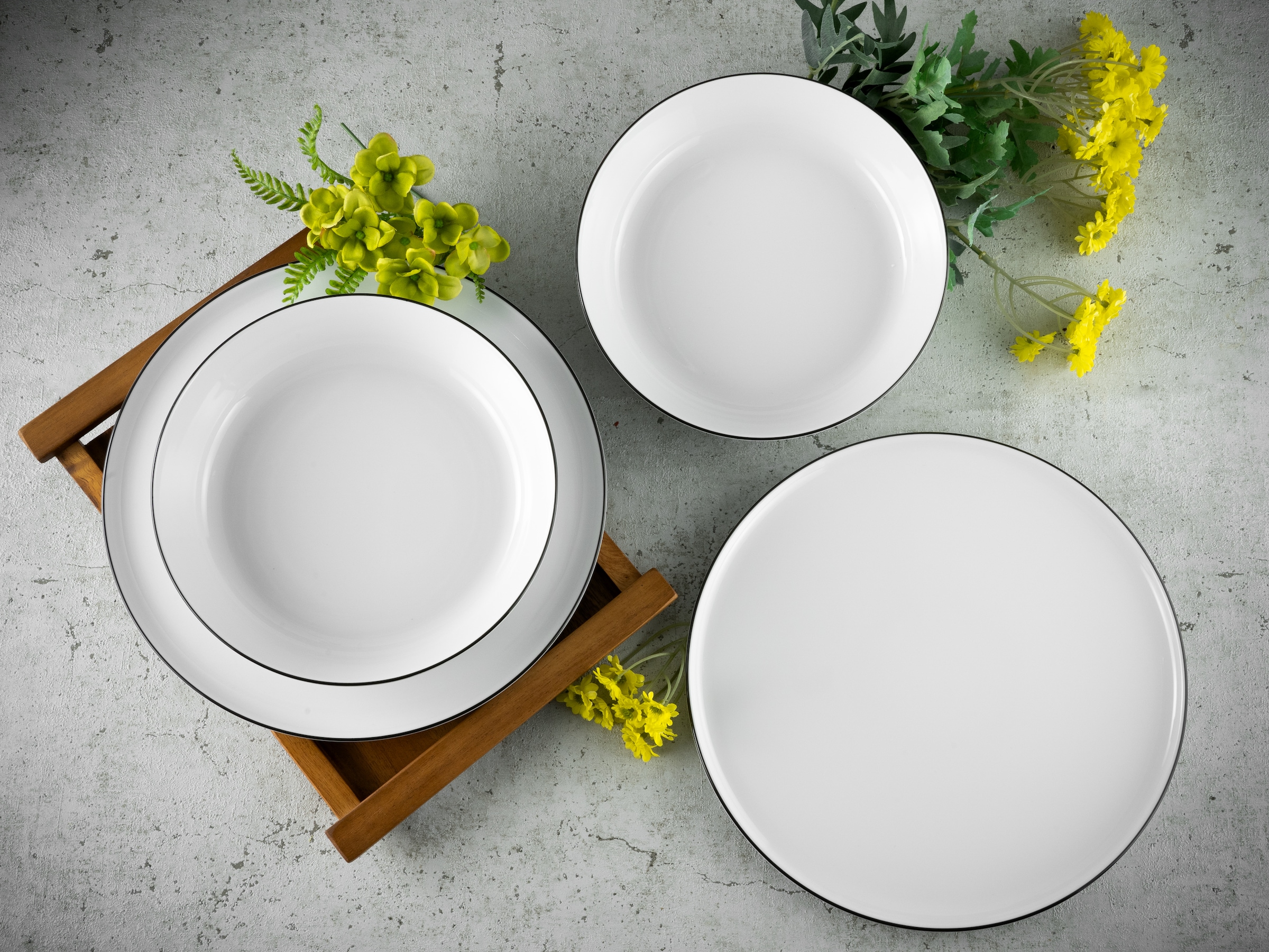 CreaTable Tafelservice »Chef Collection Black Line, Tafel-Service 12-tlg«, (Set, 12 tlg.), Daily Use, Zeitlos