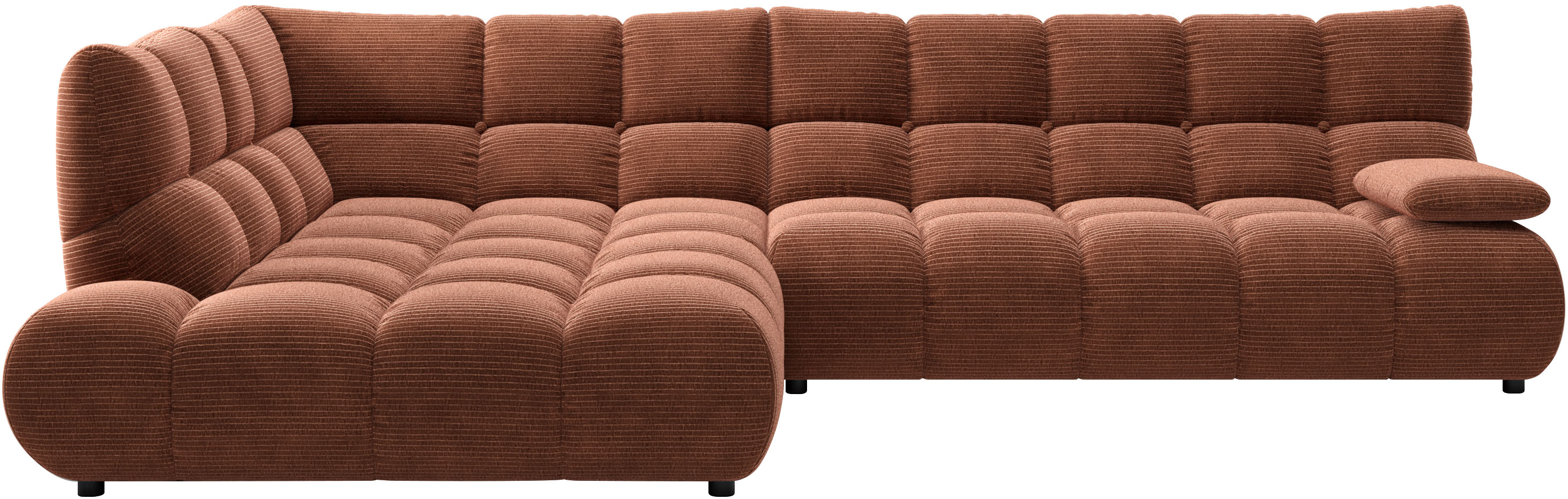 Home affaire Ecksofa "Cozy Bubble, mit klappbarer Armlehne, Breite 324 cm" mit eleganter Steppung, Rundumbezug & weicher Polsterung