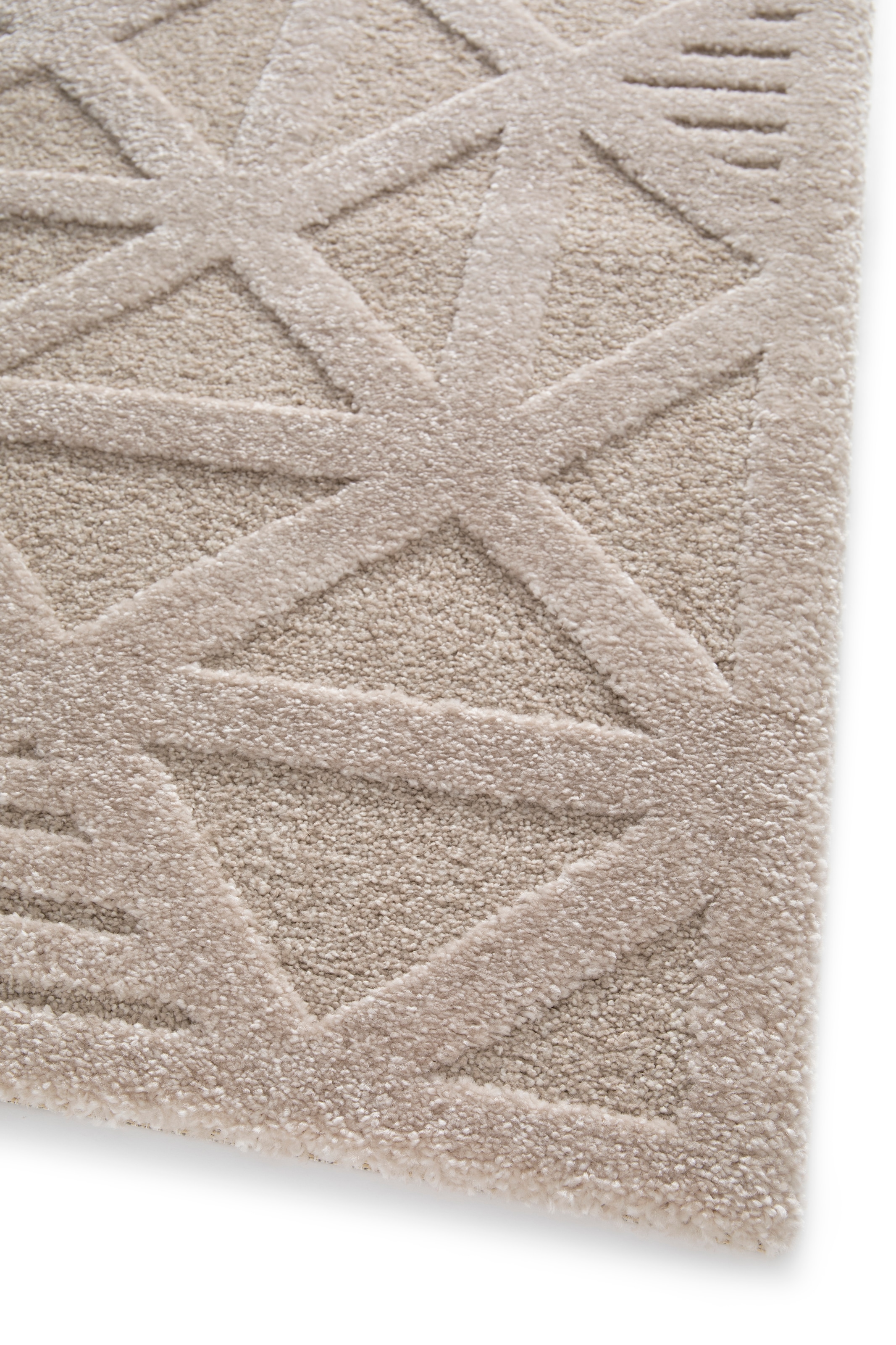 Teppich "COSMO Geo, Made in Belgium", beige (greige), B:160cm H:14mm L:230cm, Polyester, Polypropylen, PRIMAFLOR-IDEEN IN TEXTIL, Teppiche, Teppich, modernes Design, Hoch-Tief Effekt, weicher Flor