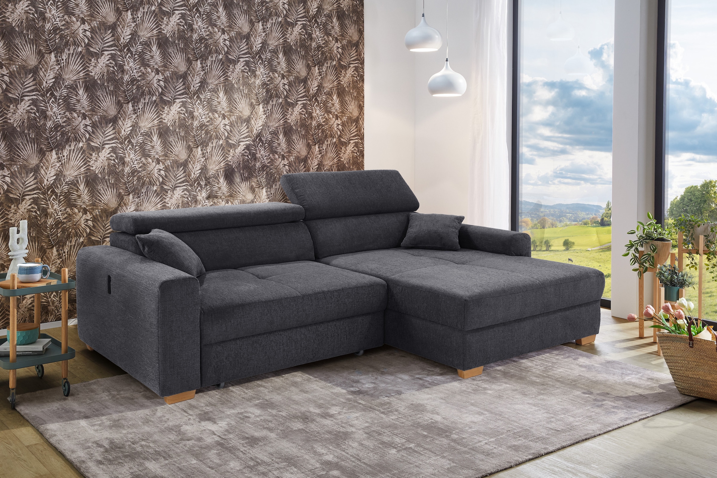 Jockenhöfer Gruppe Ecksofa »Slider, L-Form, 140kg Belastbarkeit je Sitzplatz«, elektromotorische Sitztiefenverstellung,USB-Ladeports,mit Kopfstützen
