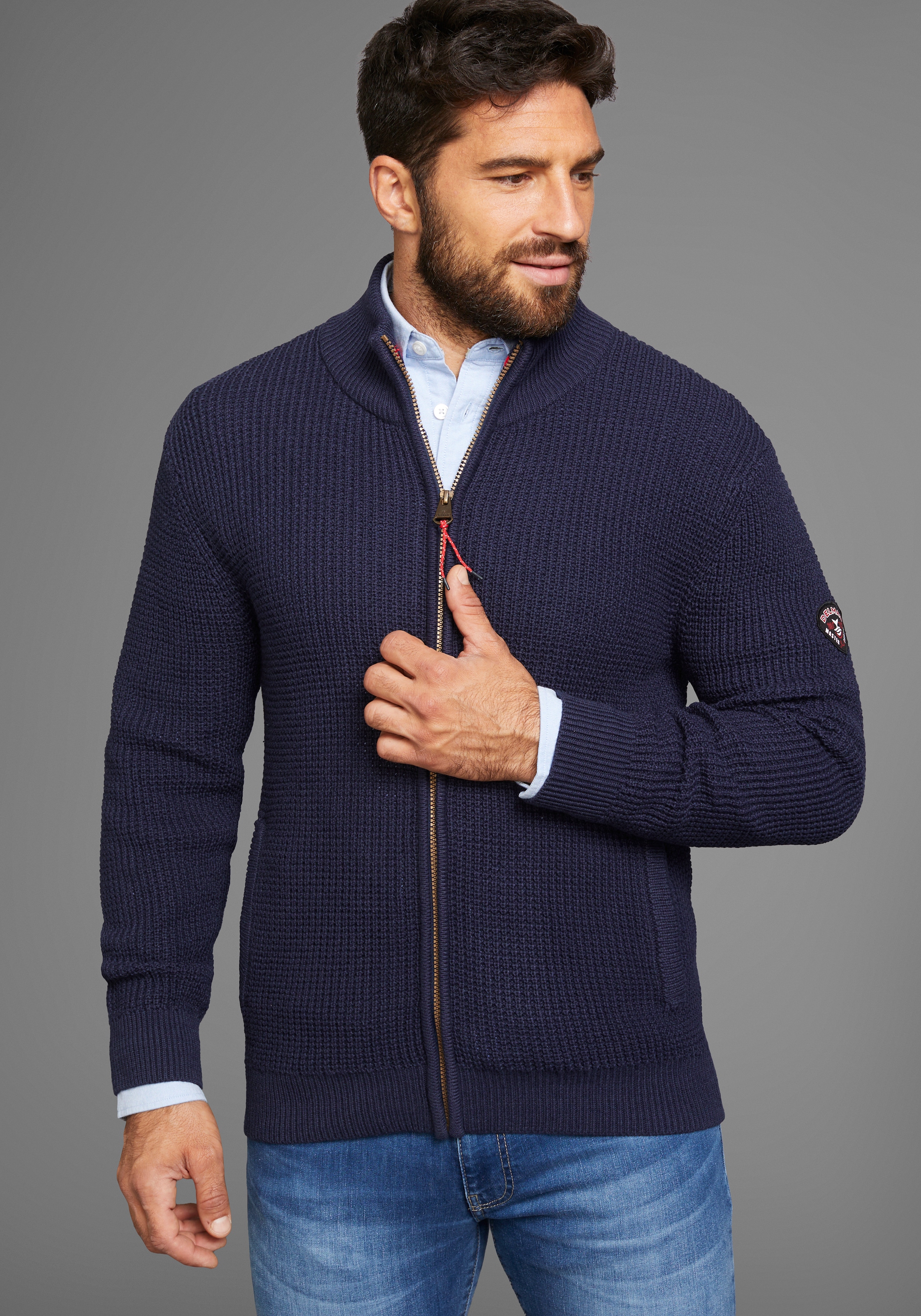 DELMAO Strickjacke "Bis Größe 4XL, Struktur" mit Wabenstruktur
