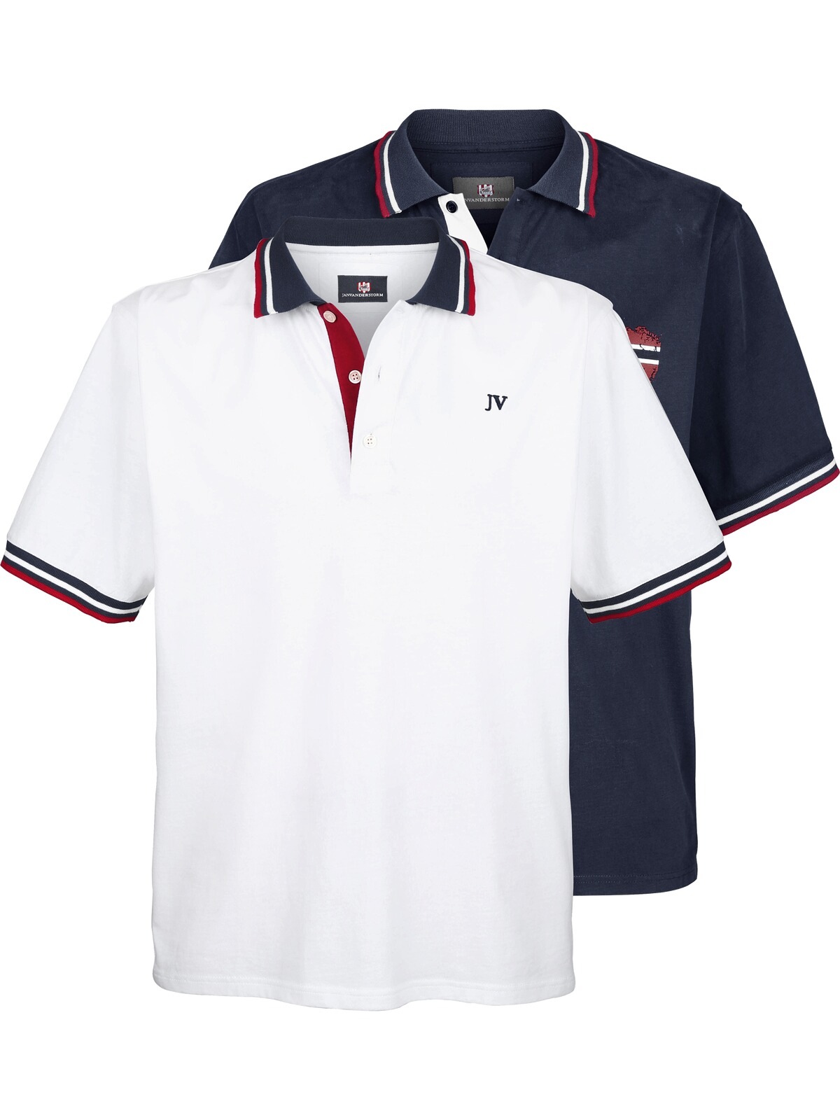 Jan Vanderstorm Poloshirt »Doppelpack Poloshirt JOHAN«, (2 tlg.), in zwei Designs (2er-Pack)