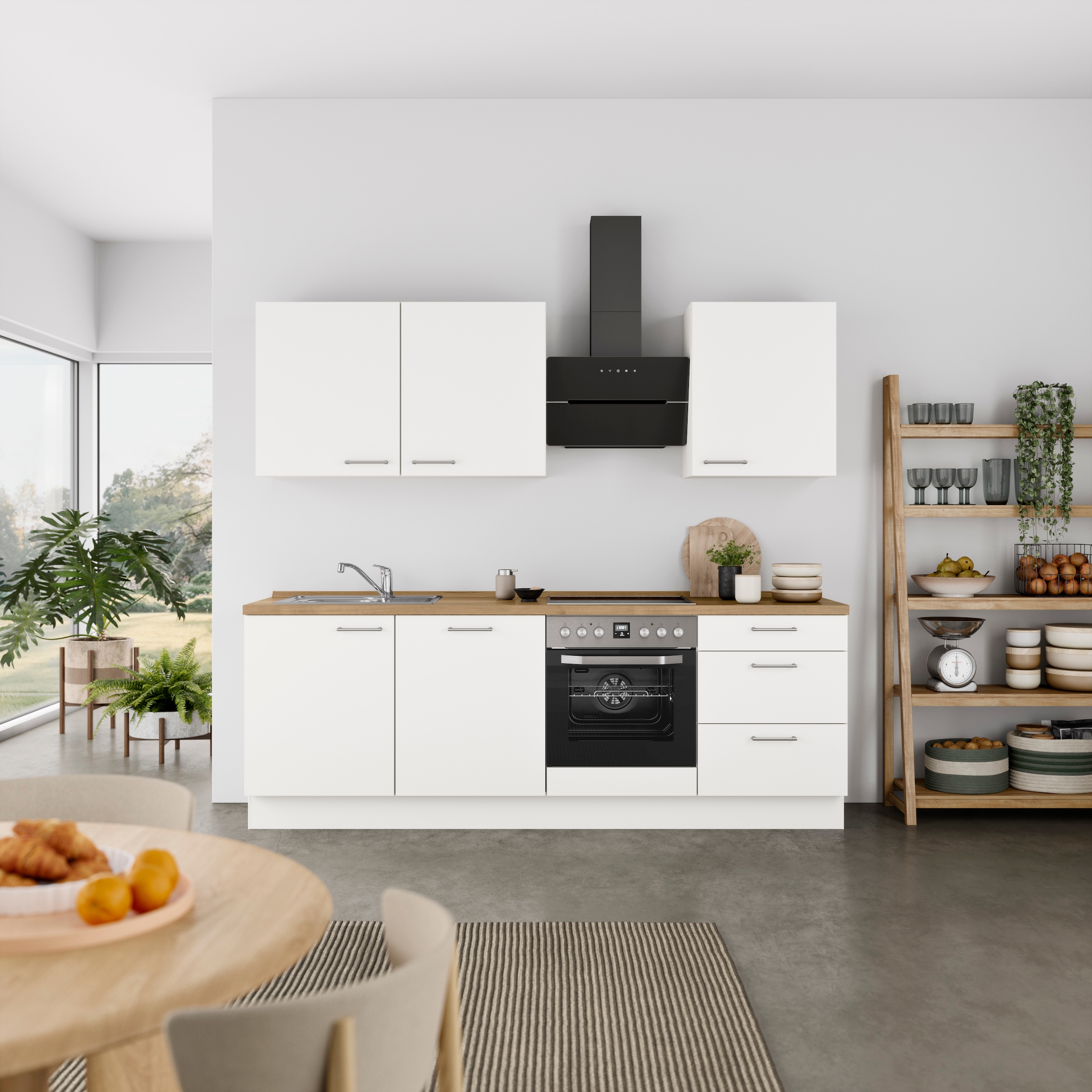 nobilia® Küchenzeile »"Laser II", NEU: individuell anpassbar mit gratis Profi-Beratung« vormontiert, 240 cm breit, optional mit verschiedenen E‑Geräte-Sets
