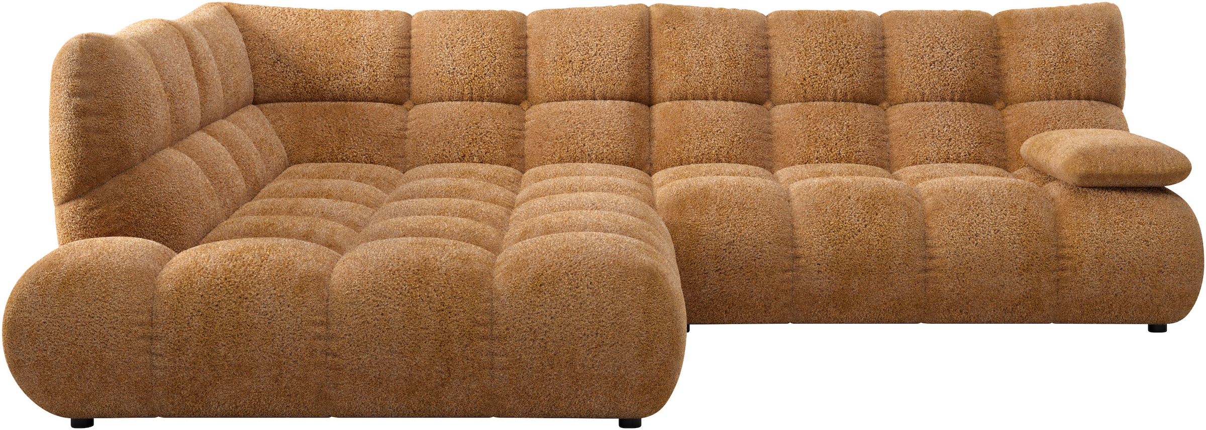 Home affaire Ecksofa "Cozy Bubble, mit klappbarer Armlehne, Breite 289 cm" mit eleganter Steppung, Rundumbezug & weicher Polsterung