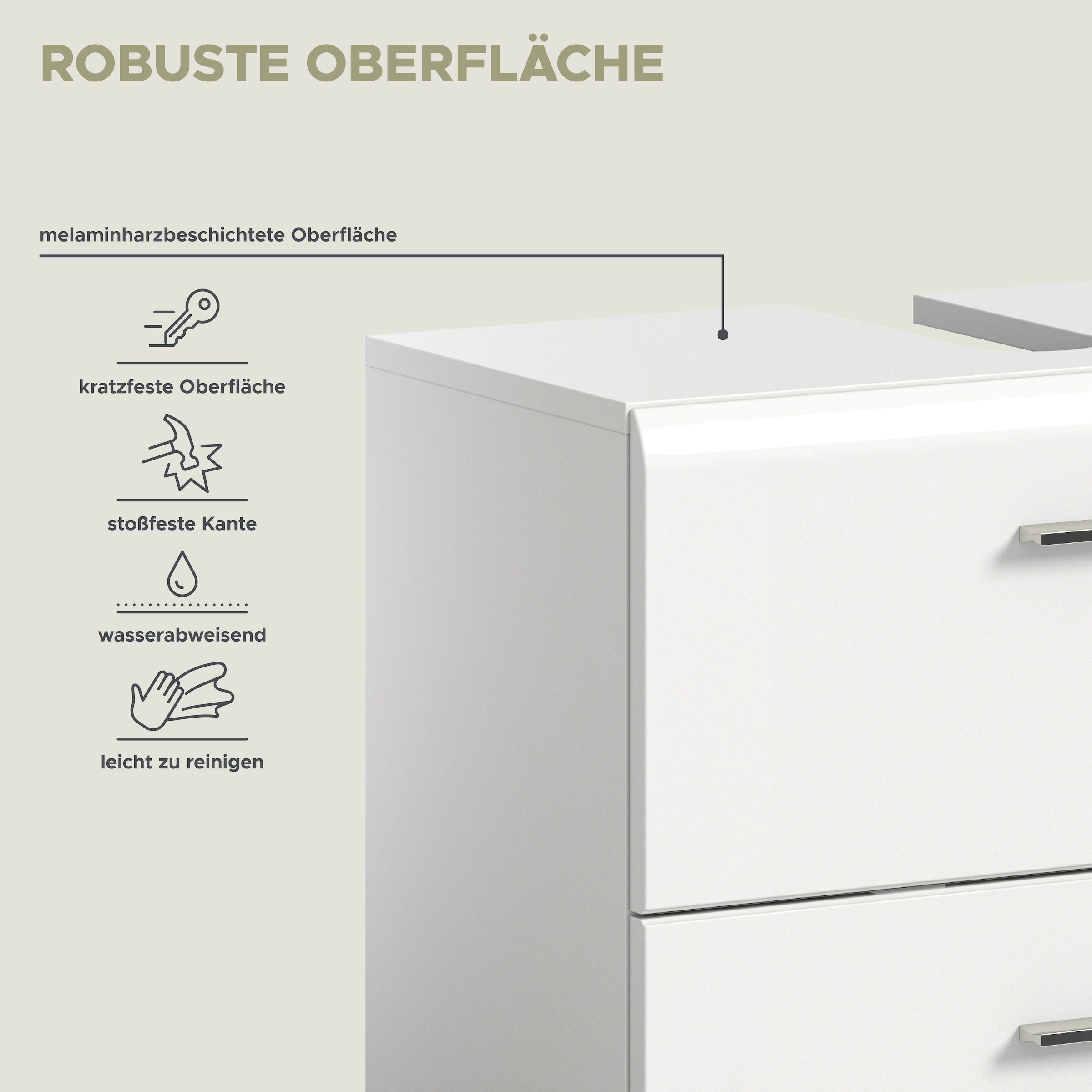 welltime Badmöbel-Set »FLORENZ, 2-tlg. Bad-Kombination, hochwertige MDF-Front« best. aus: 1 Spiegelschrank, 1 Waschbeckenunterschrank, 3 Stk. tlg.