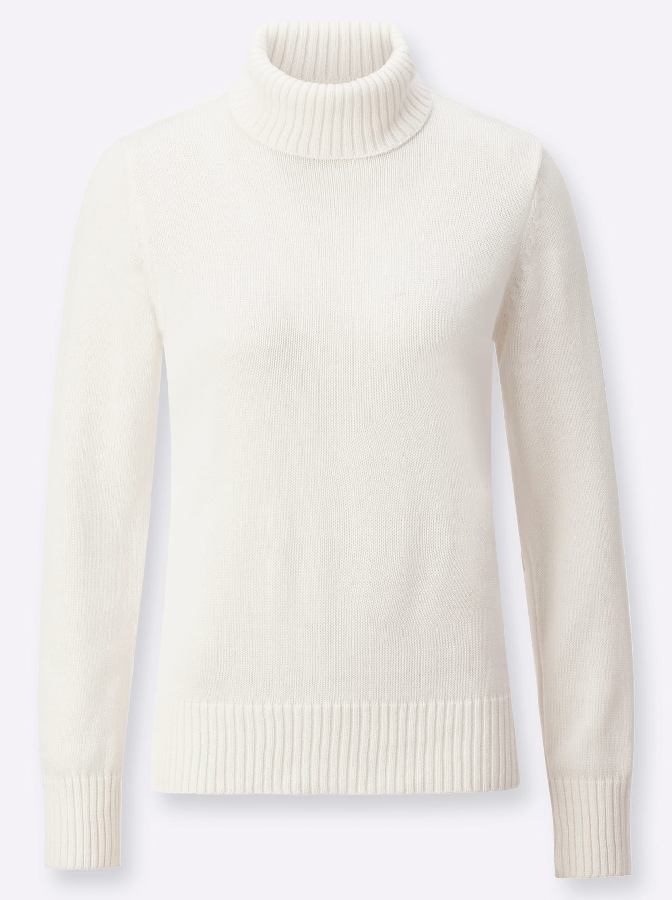 Rollkragenpullover CASUAL LOOKS "Pullover", Damen, Gr. 52, weiß (wollweiß), 50% Baumwolle, 50% Polyacryl, meliert, unifarben, figurumspielend, Pullover Rollkragenpullover 3