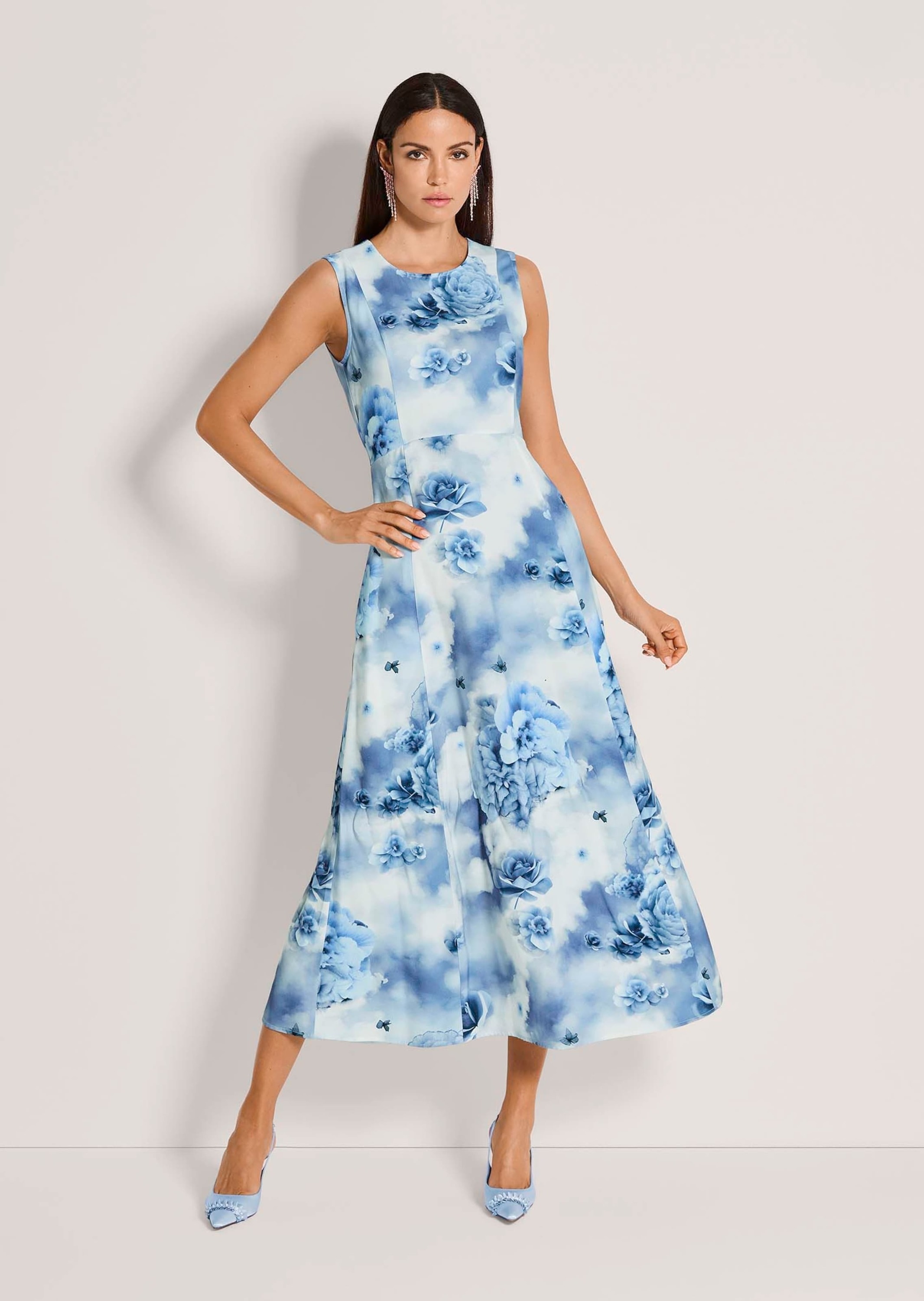 MADELEINE Midikleid "Viskosekleid Druckkleid mit floralem Print" Nahttasche günstig online kaufen