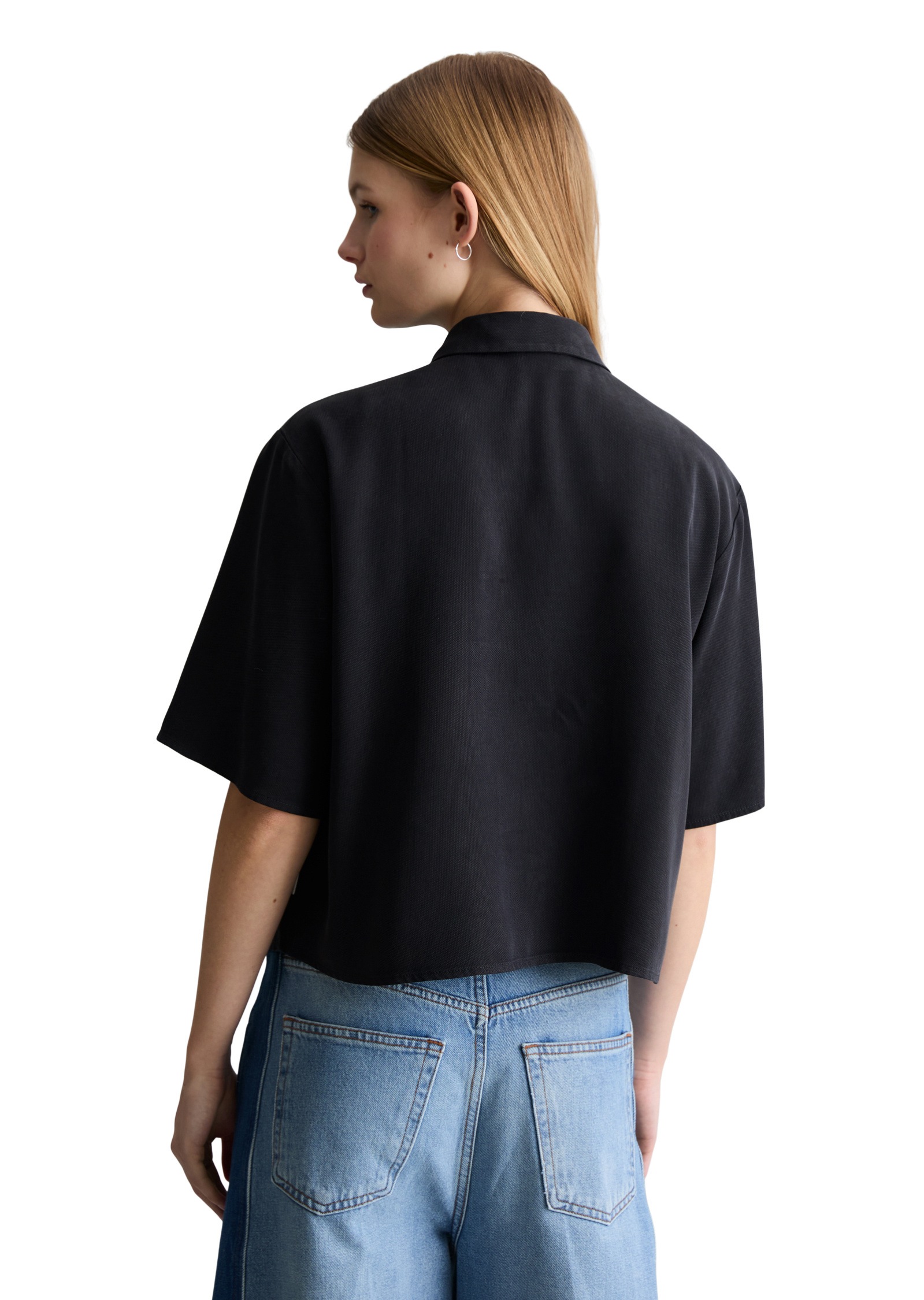 Marc O'Polo Denim Lyocell Crop Blouse Blue Depths XL 5
