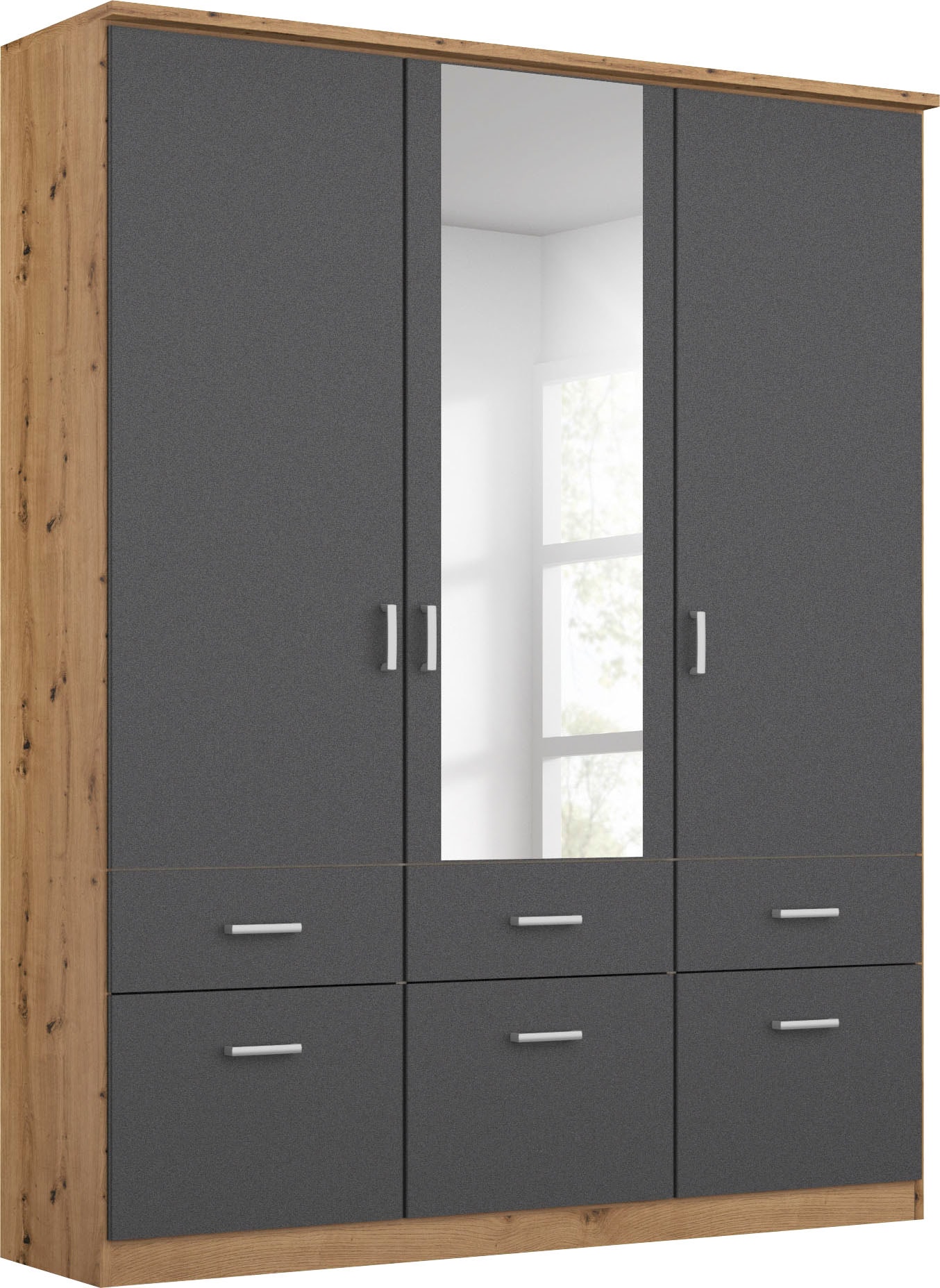 rauch Kleiderschrank "Kleiderschrank Schrank Garderobe deckenhoher Schrank BREMEN" optional mit Spiegel, Breiten: 91/136/181 cm, Höhe: 199 cm, in vielen Farbvariationen, inkl. Kranzblende MADE IN GERMANY
