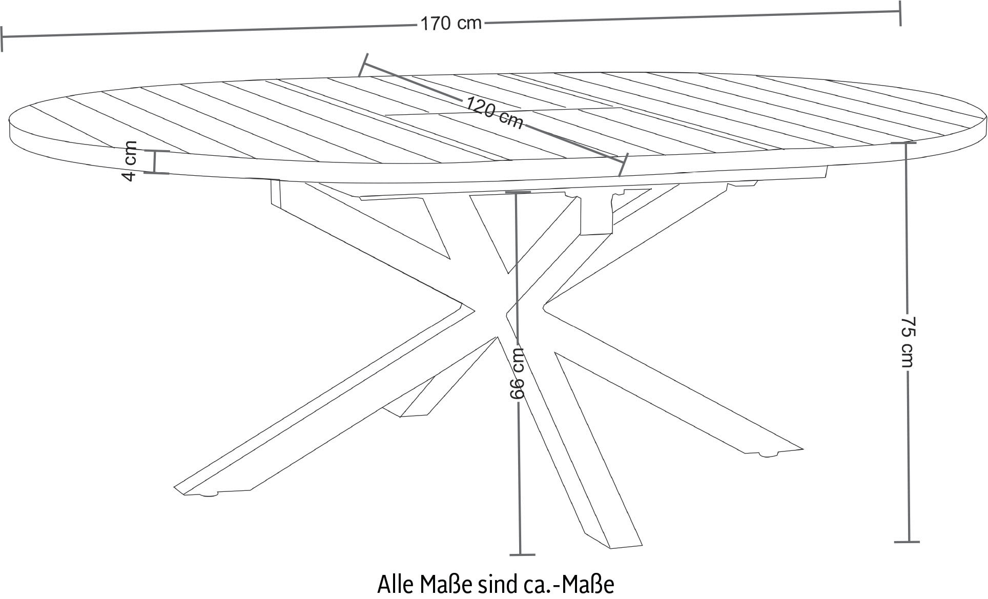 Destiny Garten-Essgruppe »COSTA  ARONA« Set, 1 Ausziehtisch, 4 Stapelsessel, 5 Stk. tlg. (Set, 9-tlg., 4 Sessel, 1 Tisch ausziehbar Ø 120/170x75cm) Aluminium