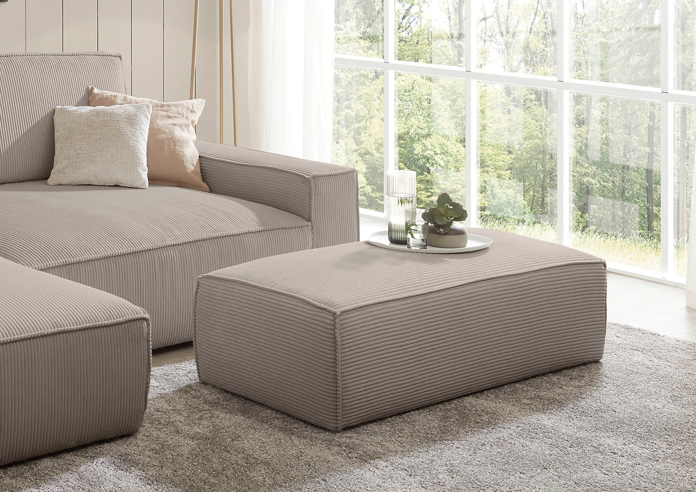Home affaire Hocker "NEU: SHERWOOD XXL, Polsterhocker, Cord, Webstoff", rec günstig online kaufen