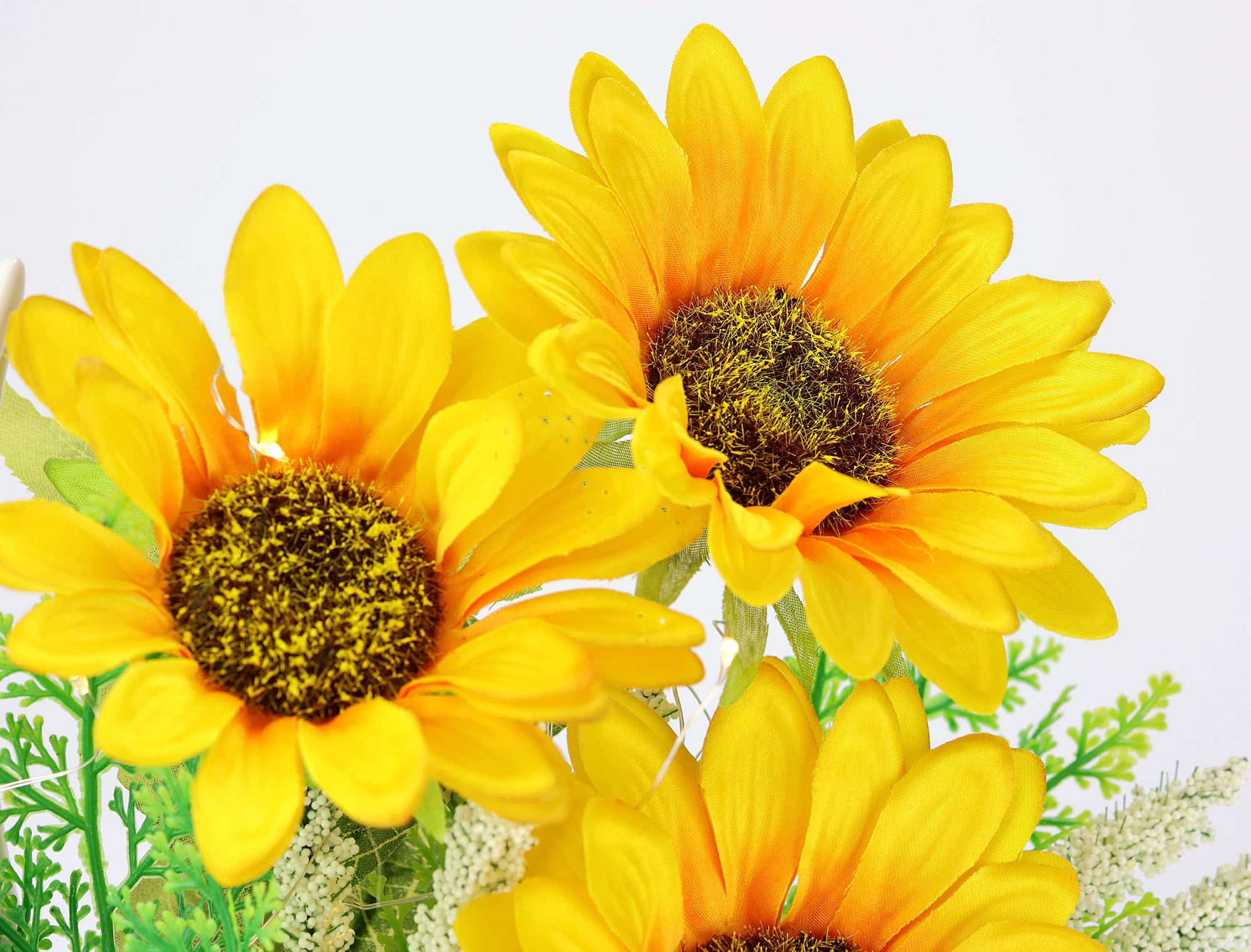 I.GE.A. Kunstblume »Arrangement Sonnenblumen«, Mit LED-Licht in Schale Herbstliche Blumen Kunstpflanze Gesteck Deko