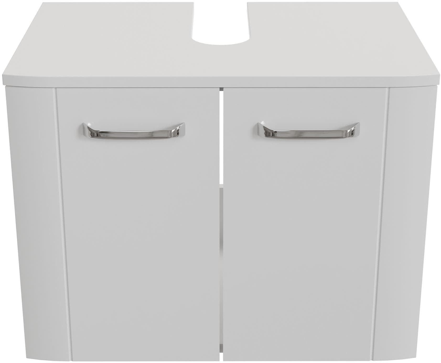 Saphir Waschbeckenunterschrank »Waschbeckenunterschrank Serie 3006, 2 Türen, Siphonausschnitt, 60cm«, Waschbeckenschrank inkl. Türdämpfer, Griffe in Chrom Glanz