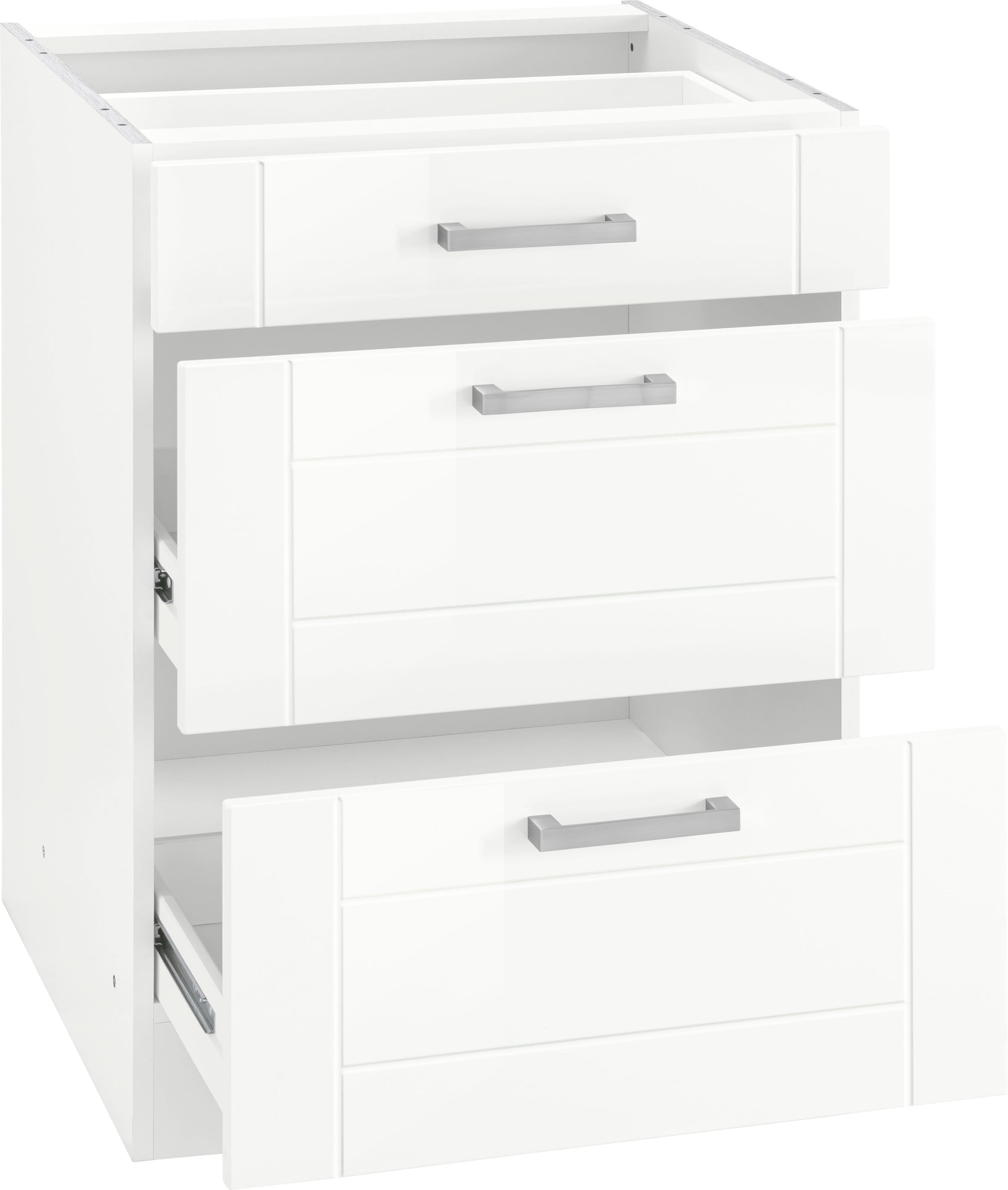 KOCHSTATION Auszugsunterschrank »KS-Tinnum«, 60 cm breit, MDF-Fronten, Metallgriff, 1 Schubkasten, 2 Auszüge