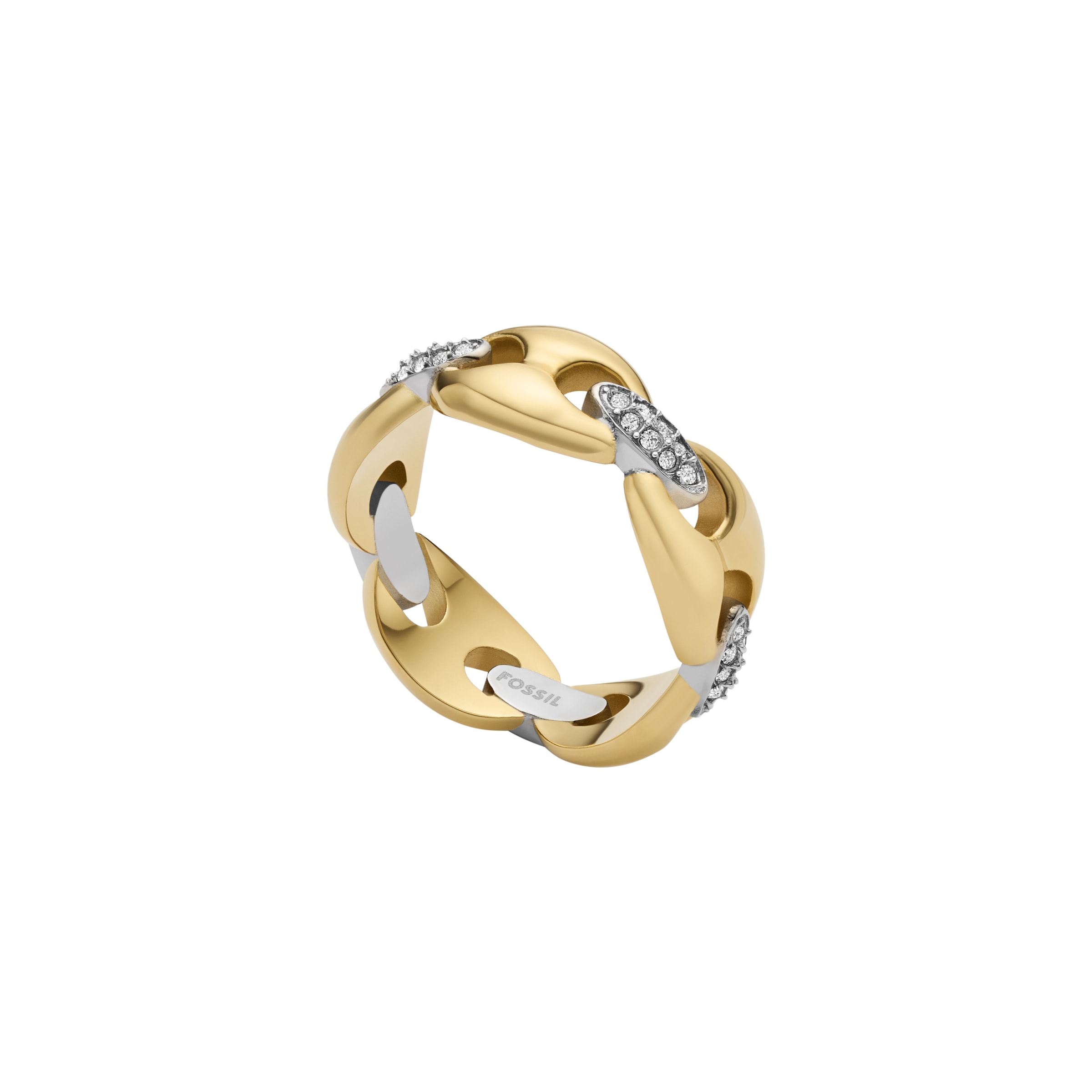 Fossil Fingerring »Schmuck Geschenk Edelstahl HERITAGE« mit Glasstein