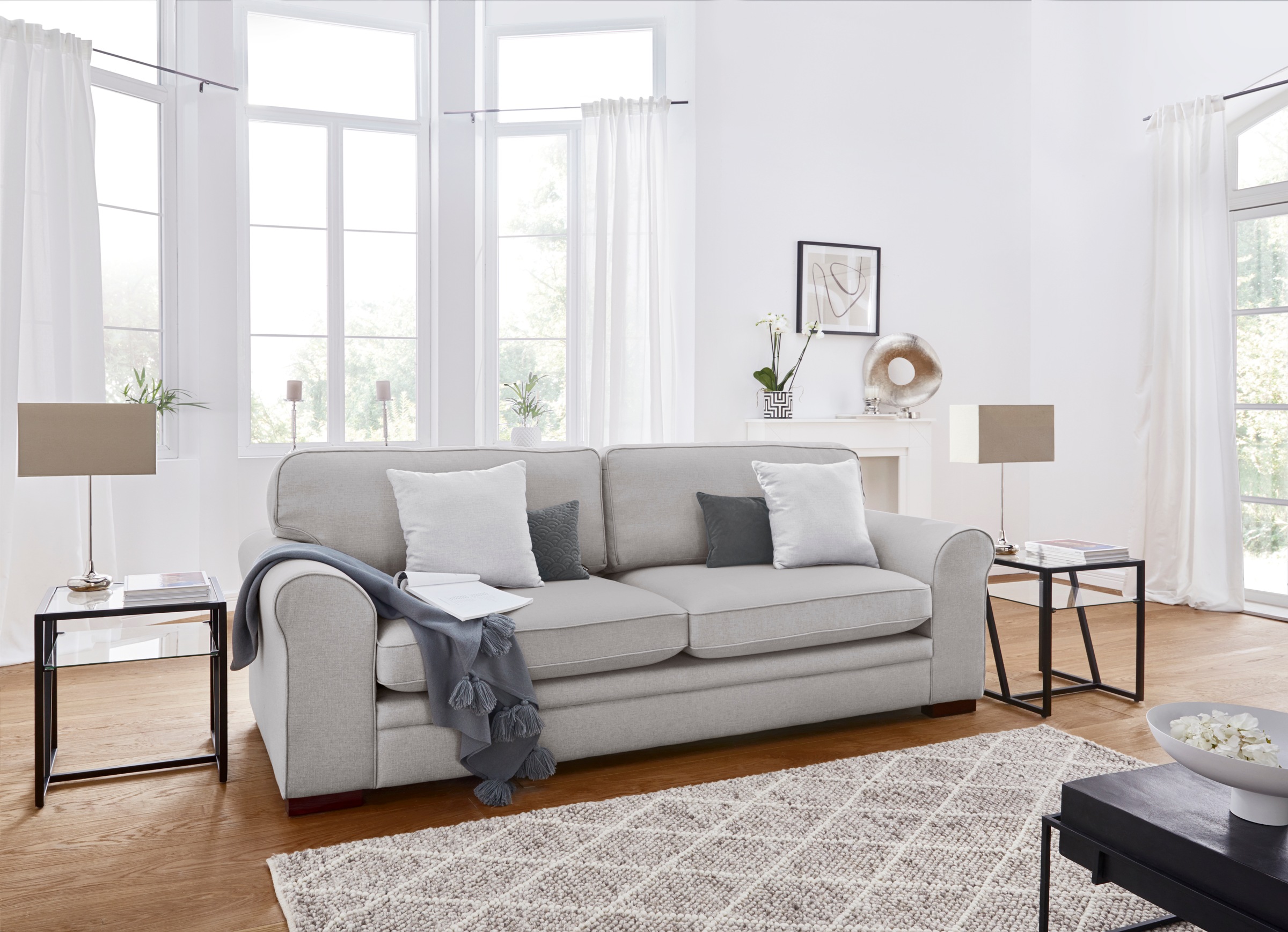 Home affaire 3-Sitzer "Broughton" weicher Sitzkomfort, incl. 2 Zierkissen, günstig online kaufen