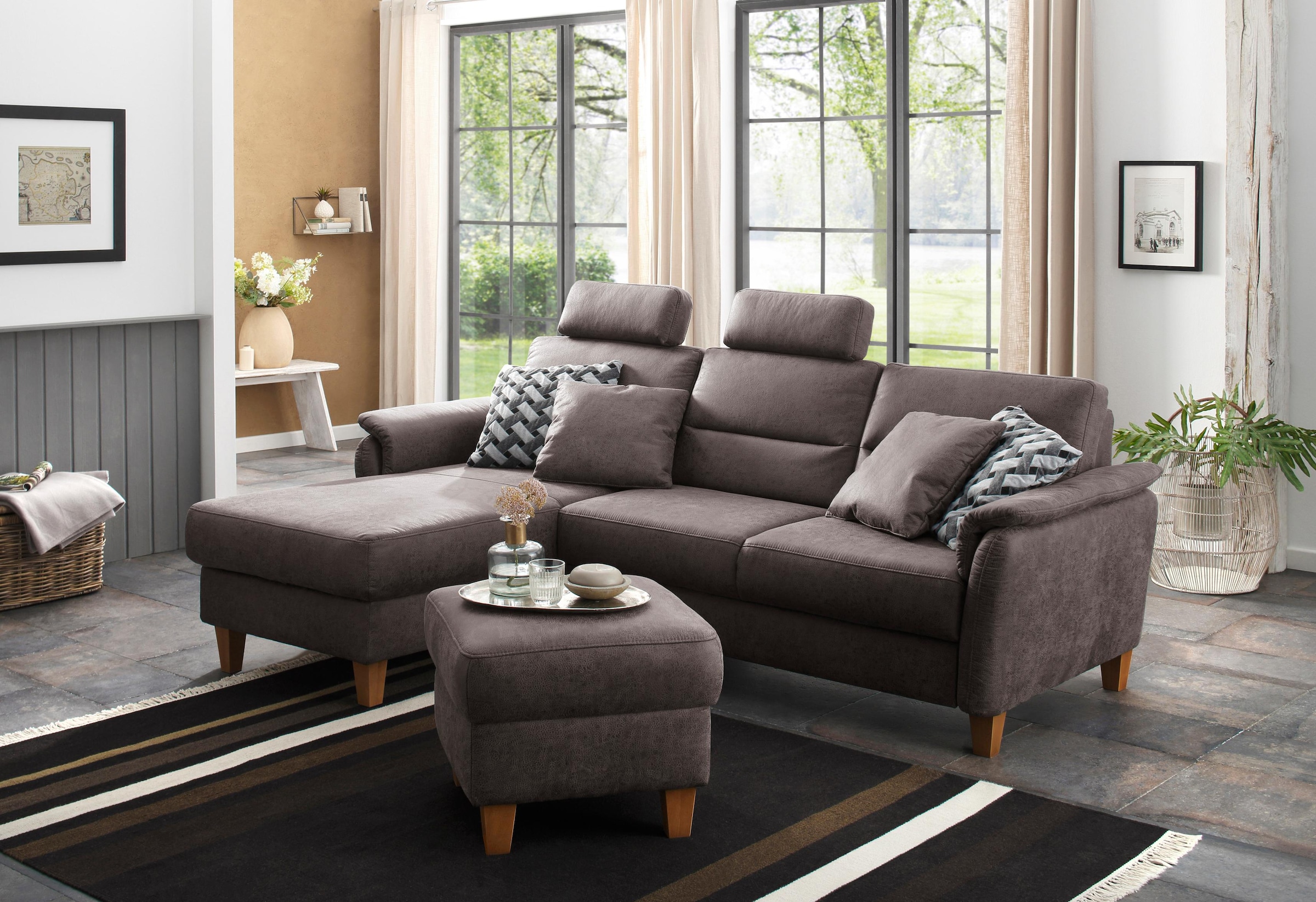 Home affaire Ecksofa "Palmera L-Form, B: 244 cm" optional Bettfunktion & Be günstig online kaufen
