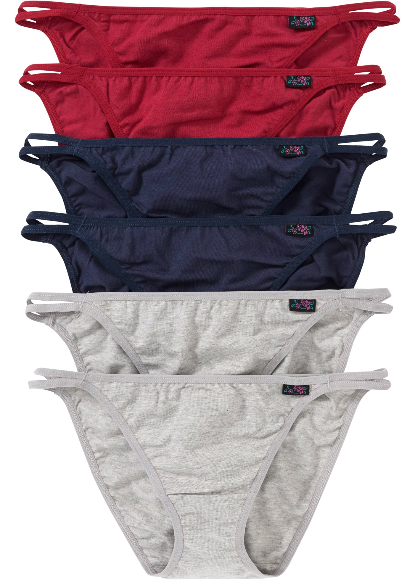 bonprix "Tanga Slip (6er Pack)" Packung, 6 Stk. mit doppelten Seitenbändern, bequeme Passform, im 6er-Pack