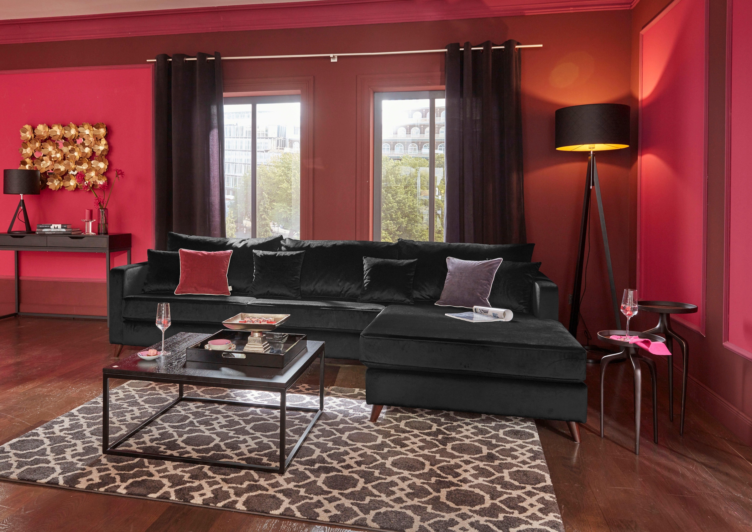 Home affaire Ecksofa "Renesse L-Form", lose Kissen, Keder an Sitzkissen günstig online kaufen
