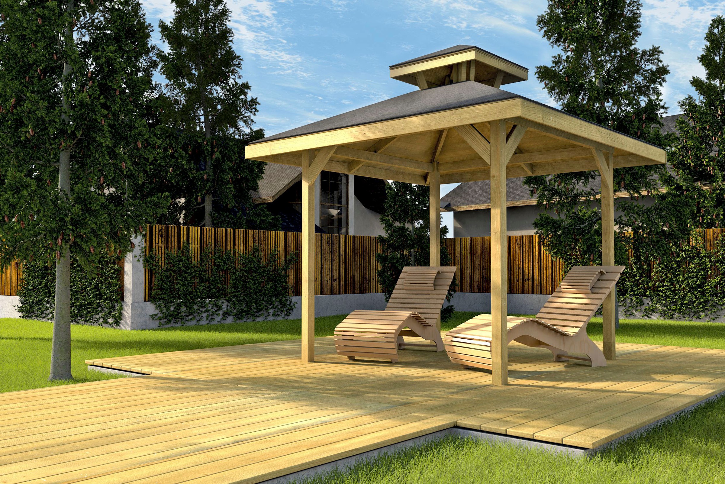 weka Pavillon »Gartenoase 651 Gr.1 mit Dachaufsatz«, Massivholzdach