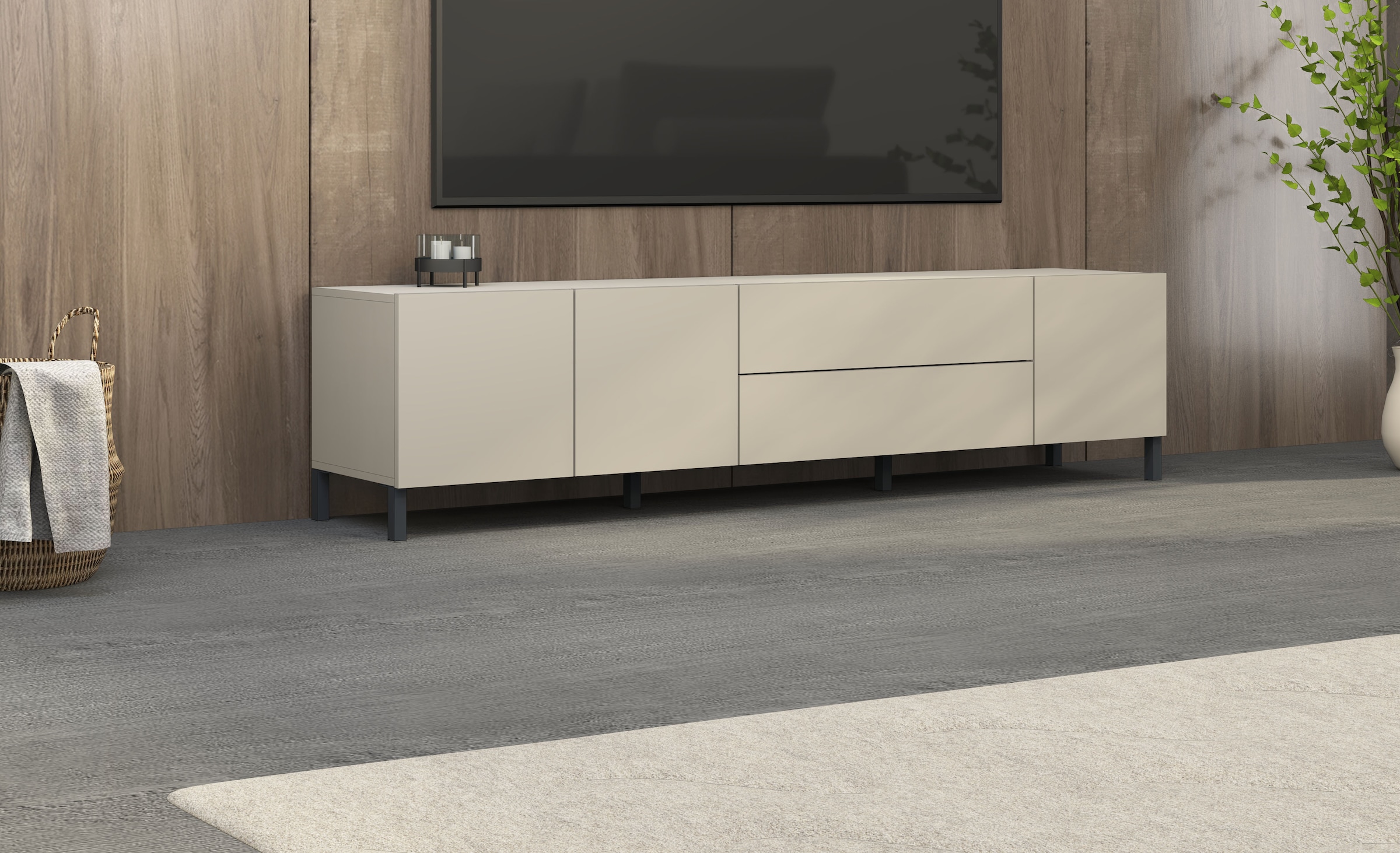 borchardt Möbel Lowboard, Metallfüße, grifflose Optik