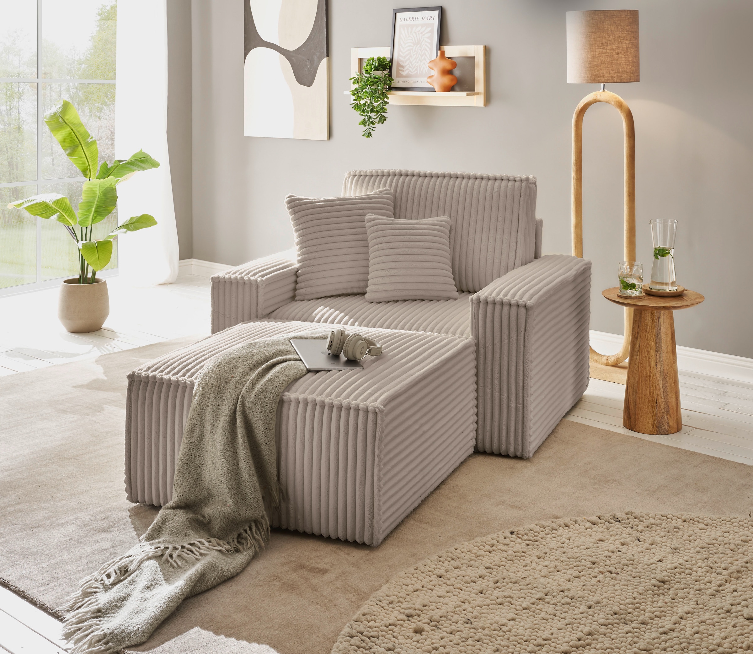 andas Loveseat »Finnley«, (2 St.), Loveseat und Hocker im Set, passend zur Polster-Serie Finnley