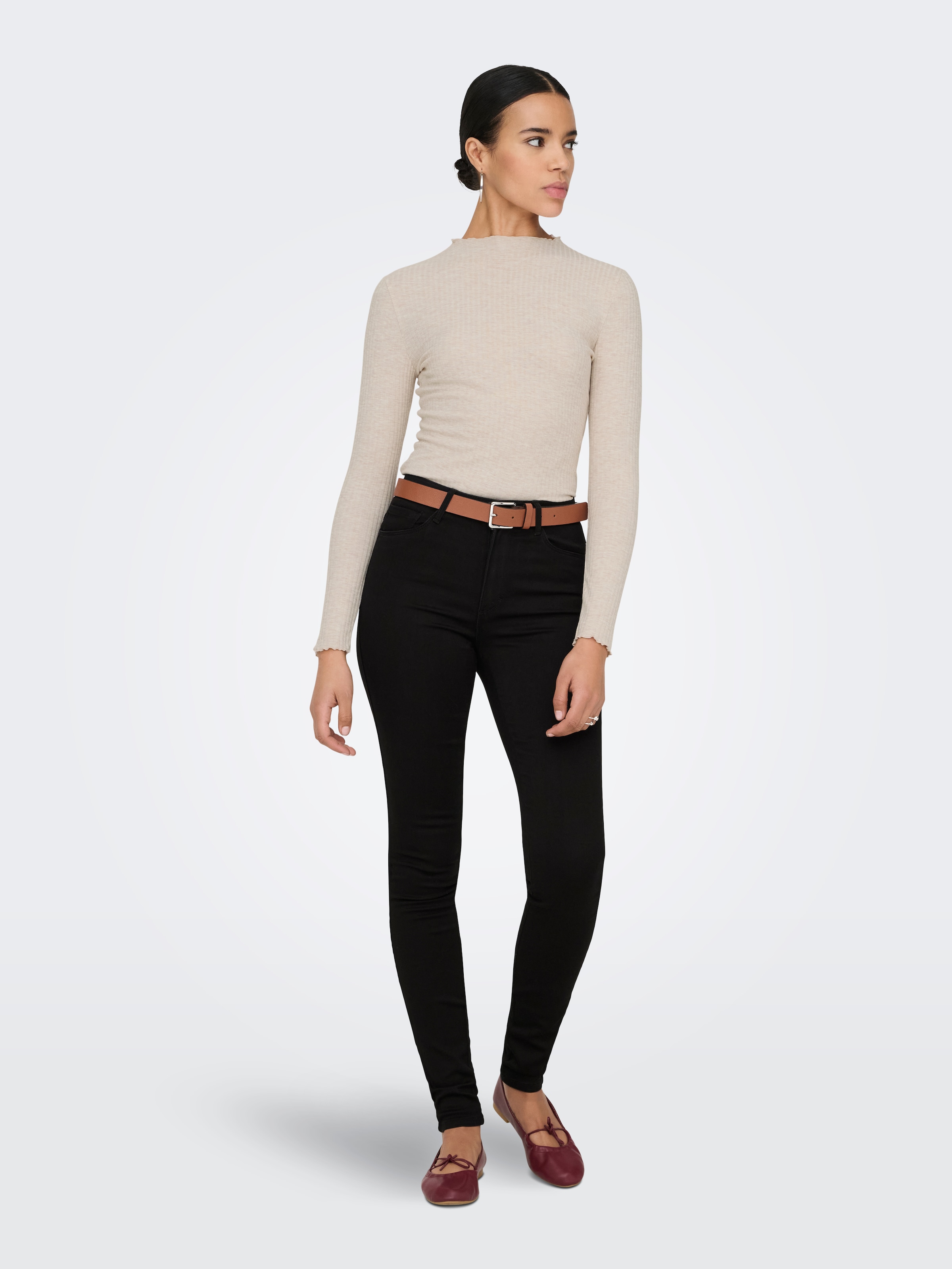 ONLY High-waist-Jeans »ONLROYA – Skinny-Jeans mit hohem Bund und Stretchkomfort« unifarben, modisch, skinny fit, Baumwollmischung