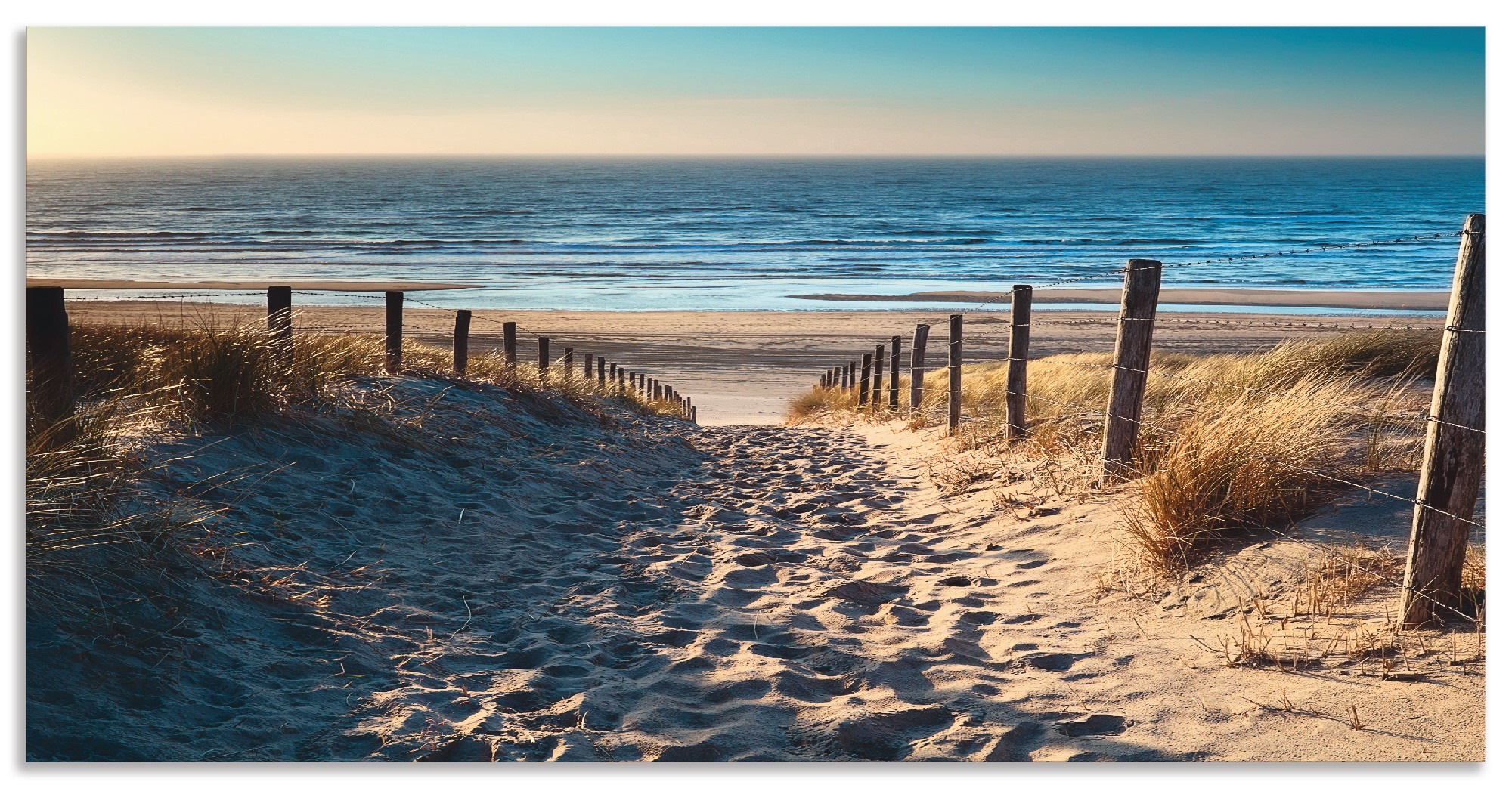 Artland Küchenrückwand »Weg zum Nordseestrand Sonnenuntergang«, (1 tlg.), Alu Spritzschutz mit Klebeband, einfache Montage