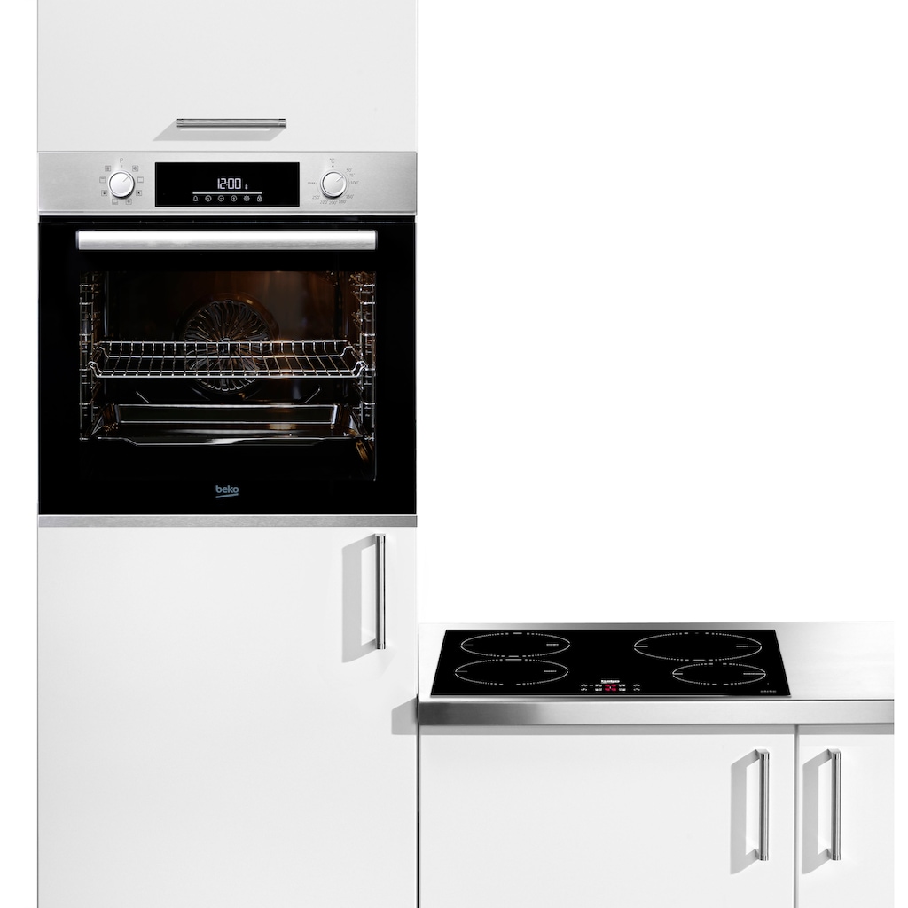 BEKO Backofen-Set »BBSM12340X«, BBSM12340X, mit Teleskopauszug nachrüstbar, Simple Steam Reinigungsfunktion