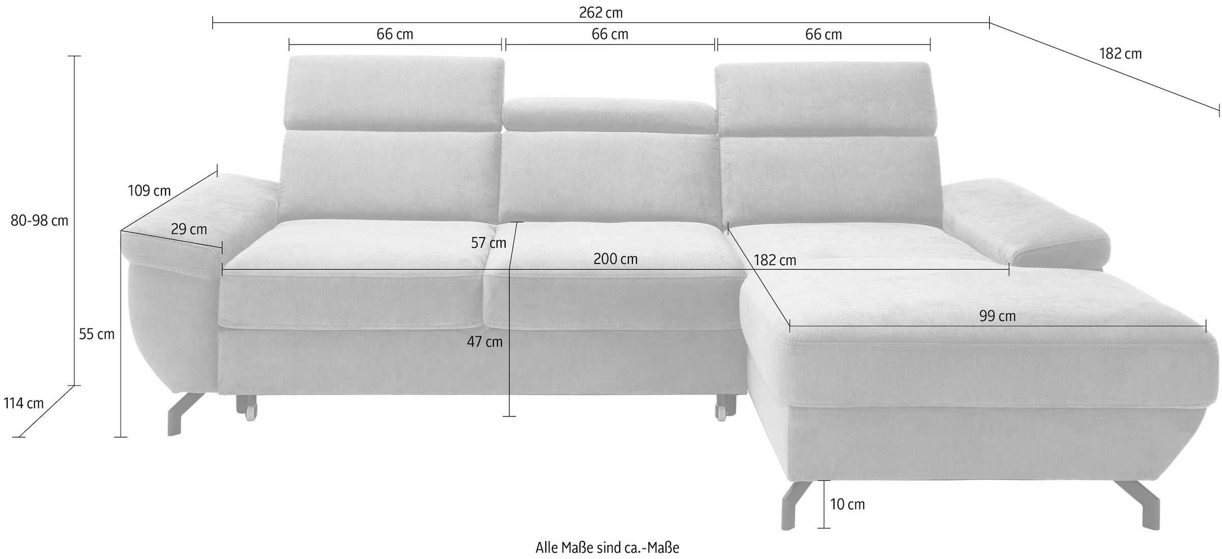 TRENDMANUFAKTUR Ecksofa »Rima, multifunktionales Sofa, L-Form,«, mit Bettfunktion, Bettkasten, Kopf- und Sitztiefenverstellung