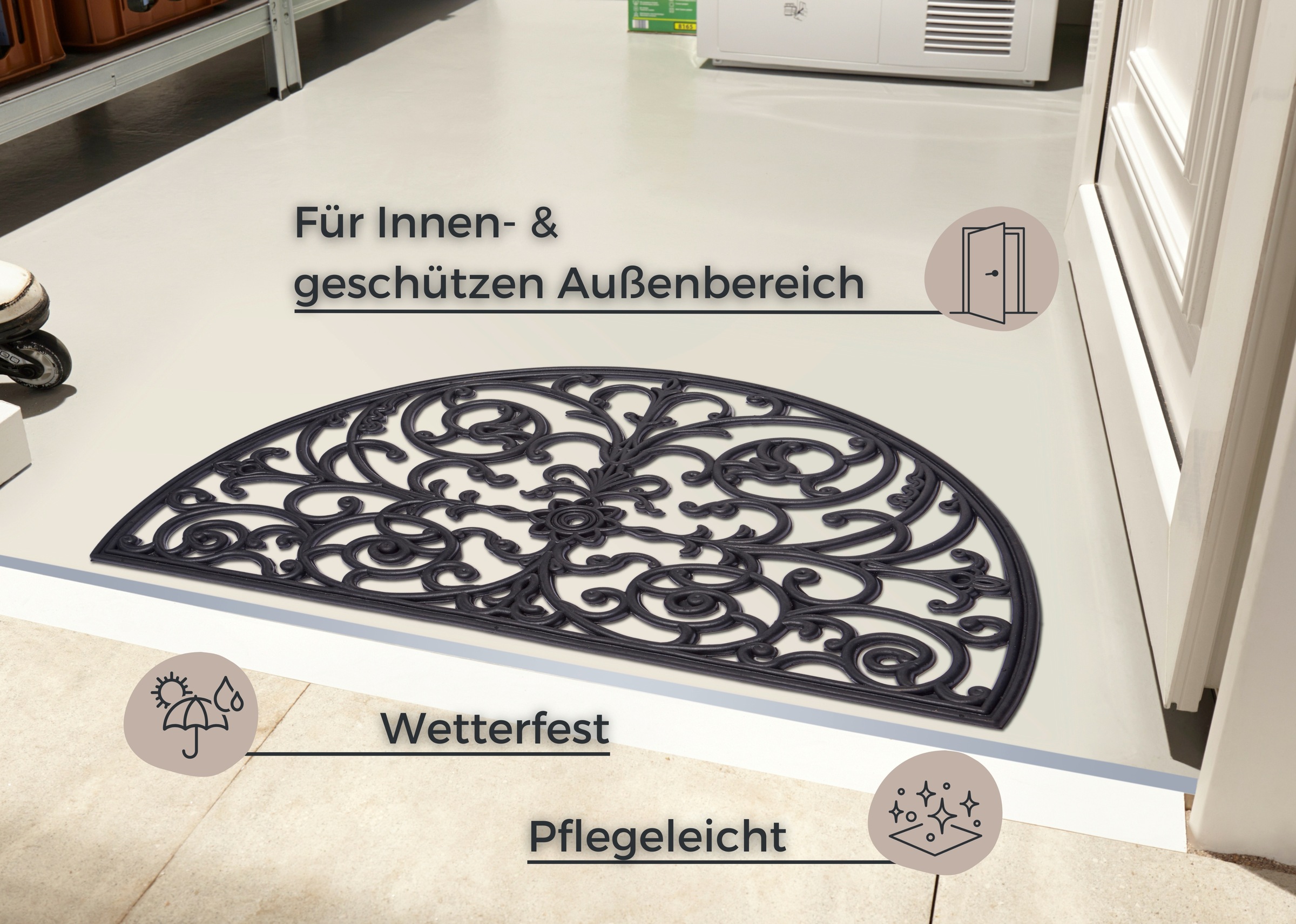 HANSE Home Fußmatte "Ornaments, Türmatte" halbrund 10 mm Höhe Gummi, Schmut günstig online kaufen