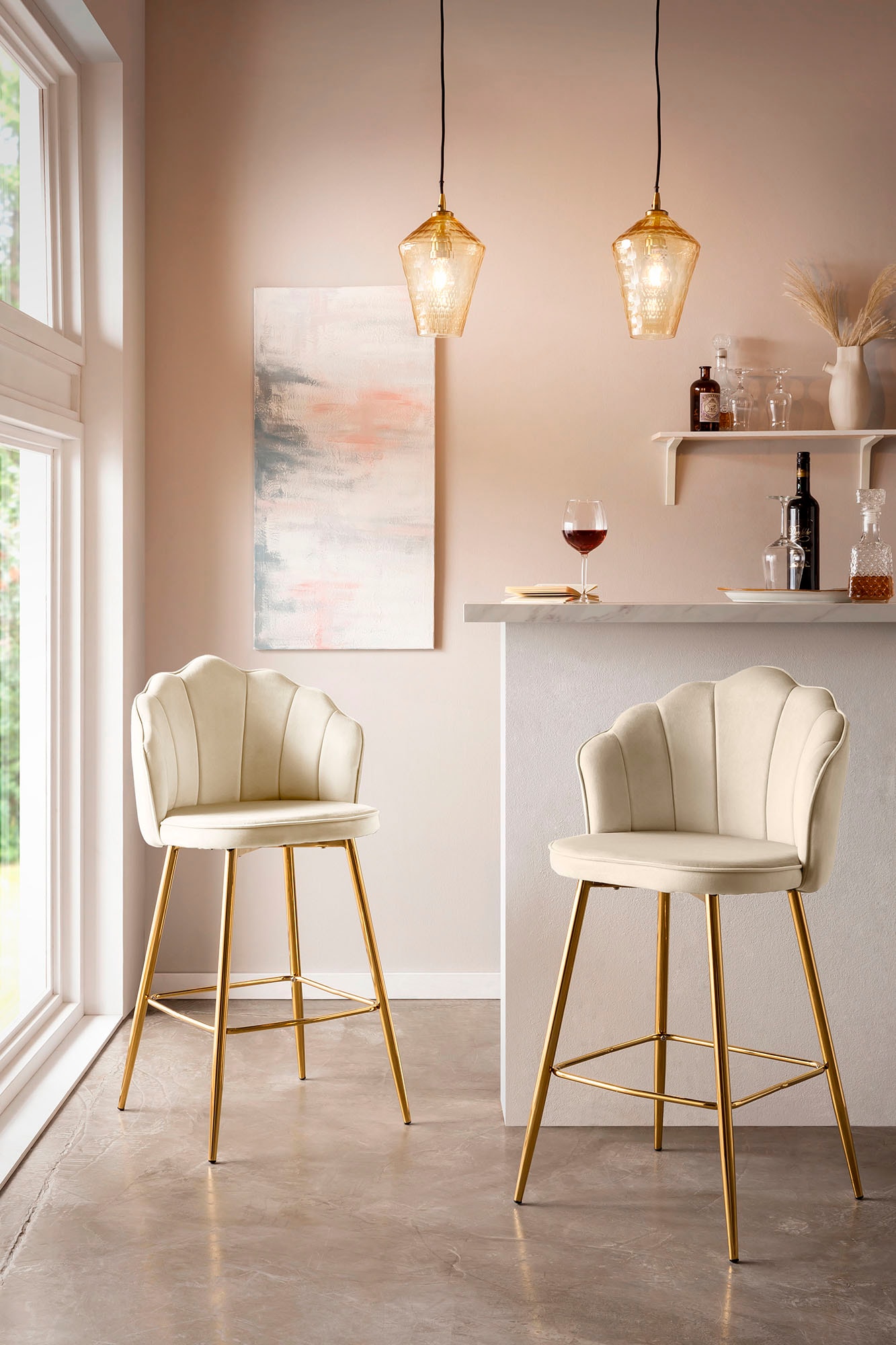 SalesFever Barhocker "Clam Barstuhl mit Stil" Set, 2er Set, Extravagantes M günstig online kaufen