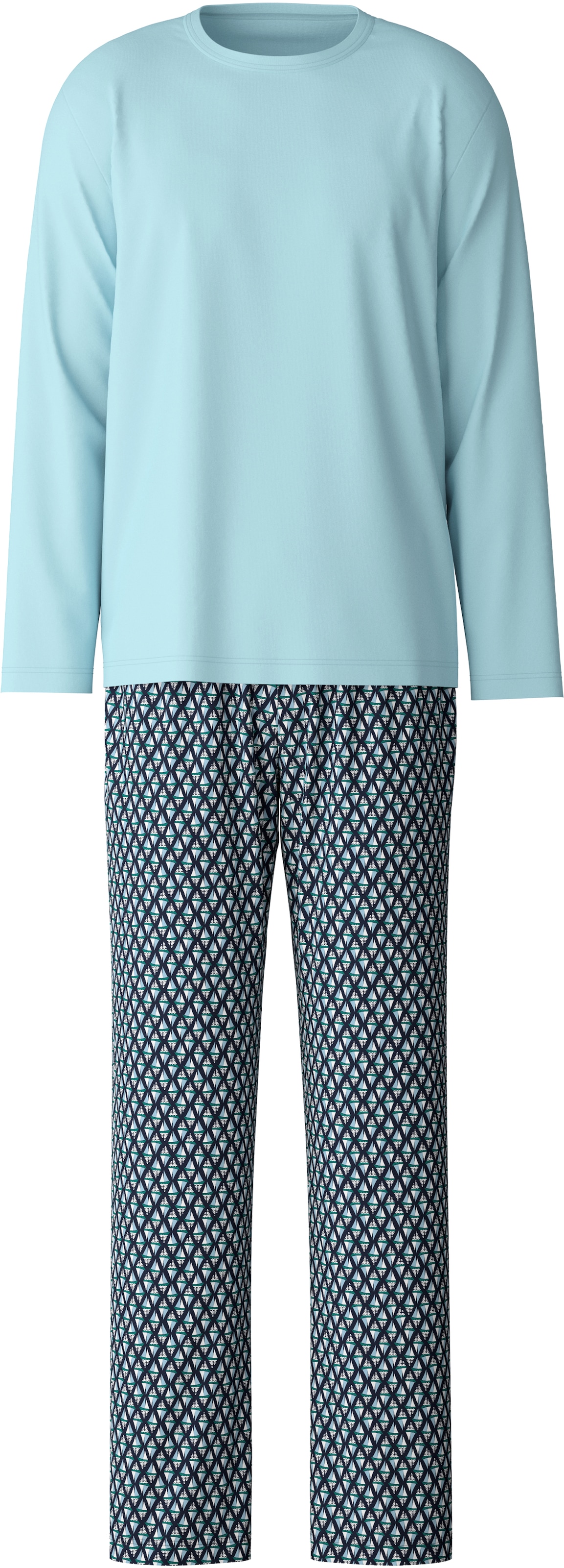 CALIDA Schlafanzug »Relax Streamline 2«, (2 tlg.), Langarm-Shirt mit eingefasstem Rundhalsausschnitt