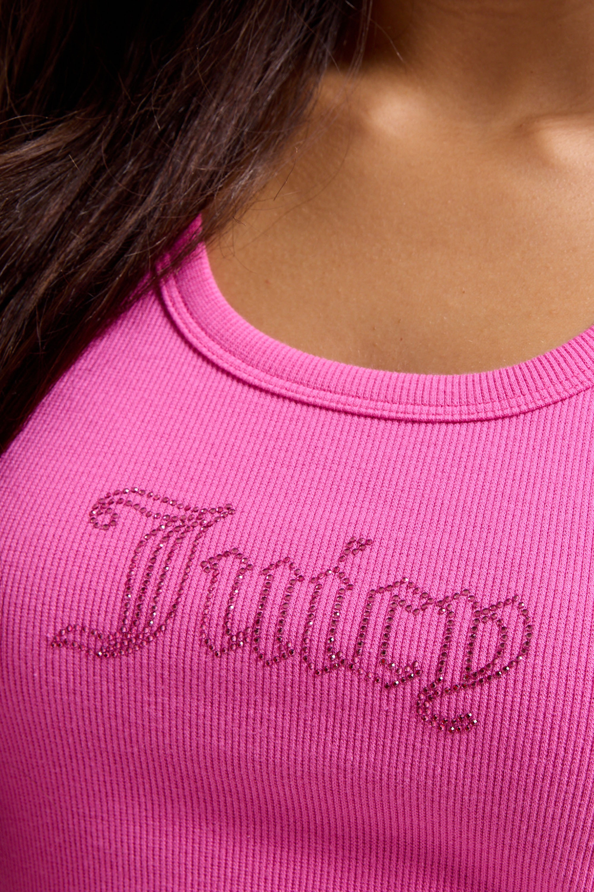 Juicy Couture T-Shirt »THIN STRAP RACER VEST Damen« T-Shirt Damen, Schriftzug, Sportshirt, Trägertop, mit Glitzer, Sale
