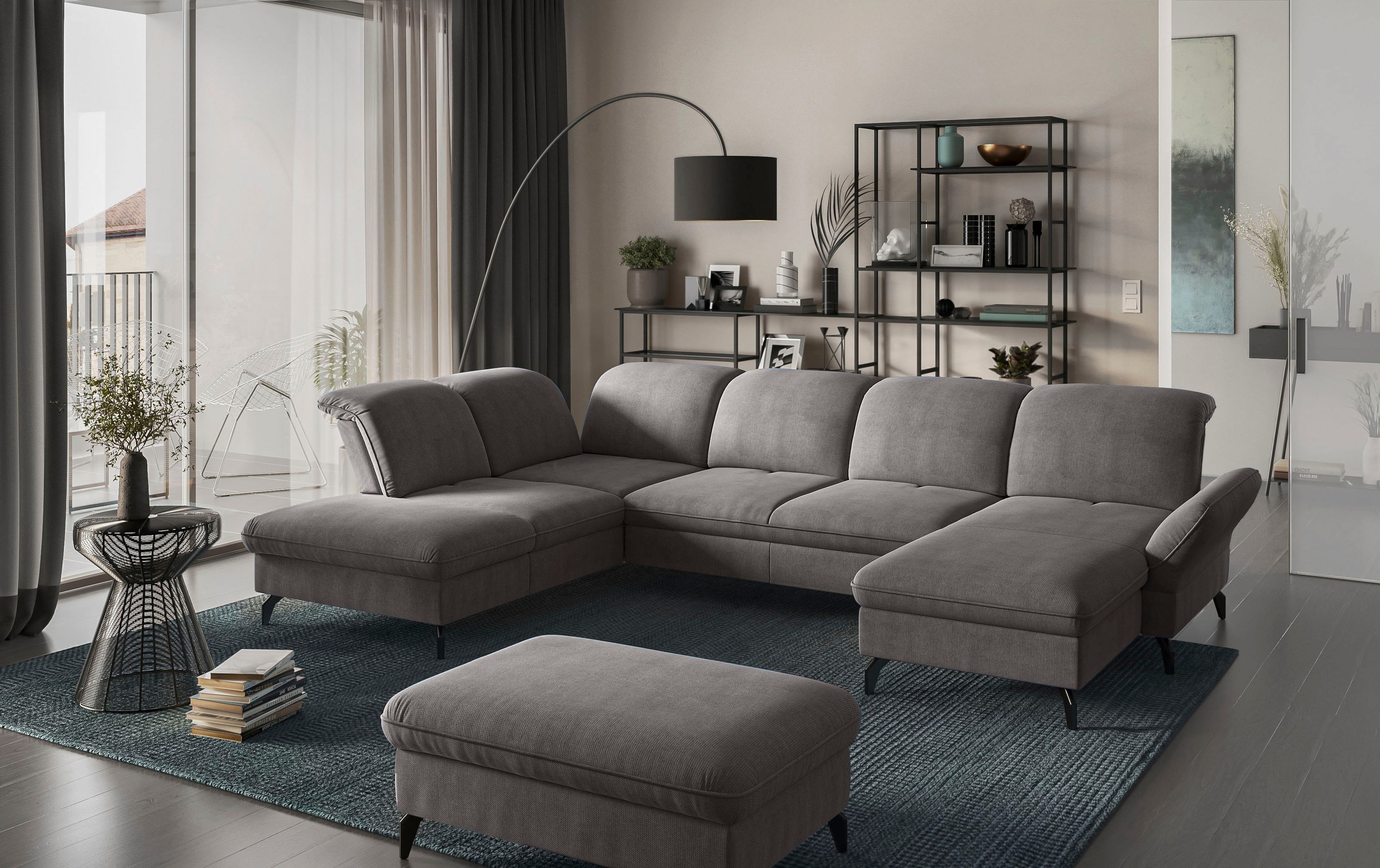 sit&more Wohnlandschaft »Leandro U-Form«, Wahlweise mit Bett-, Kopfteil - und Armlehnfunktion, sowie Bettkasten