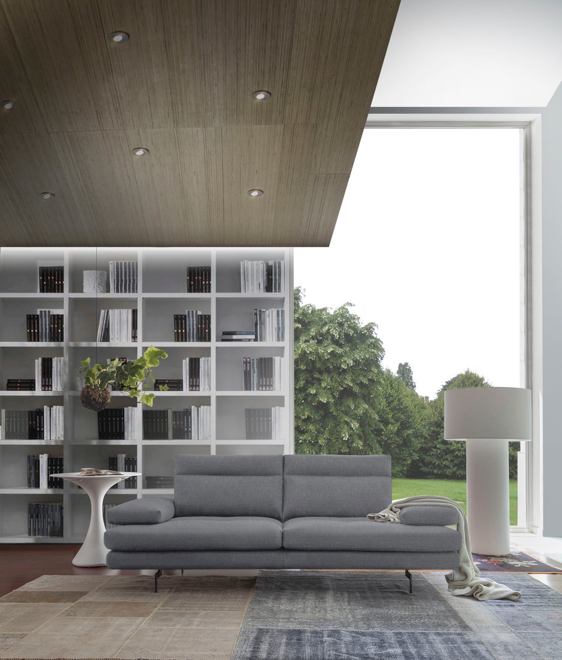 CALIA ITALIA 3-Sitzer "Toby Wing, 208 cm breit, Designsofa, hochwertige Verarbeitungsdetails" inkl. Sitztiefenverstellung und Armteilfunktion, Füße in Schwarz matt