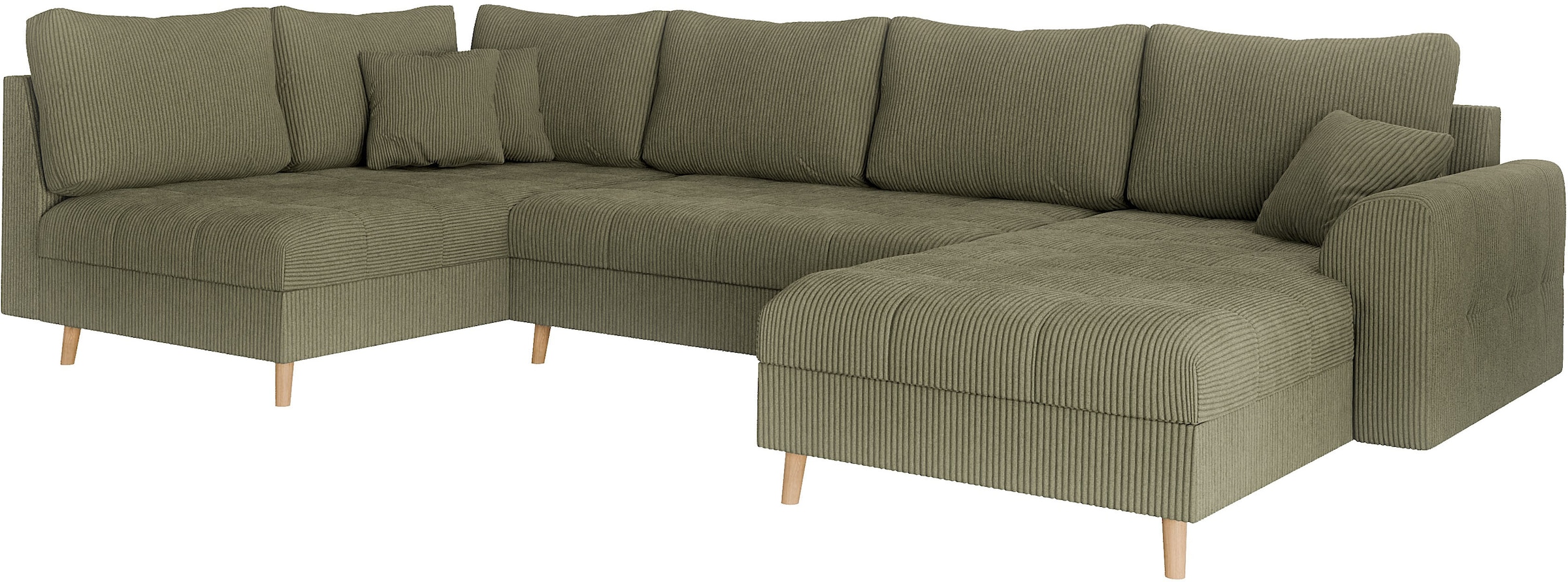 Home affaire Wohnlandschaft »CHARRE U-Form mit Ottomane, Maße B/T/H: 310/161/81 cm«, feine Steppung, lose Rücken- und Zierkissen, auch in Cord und Bouclé