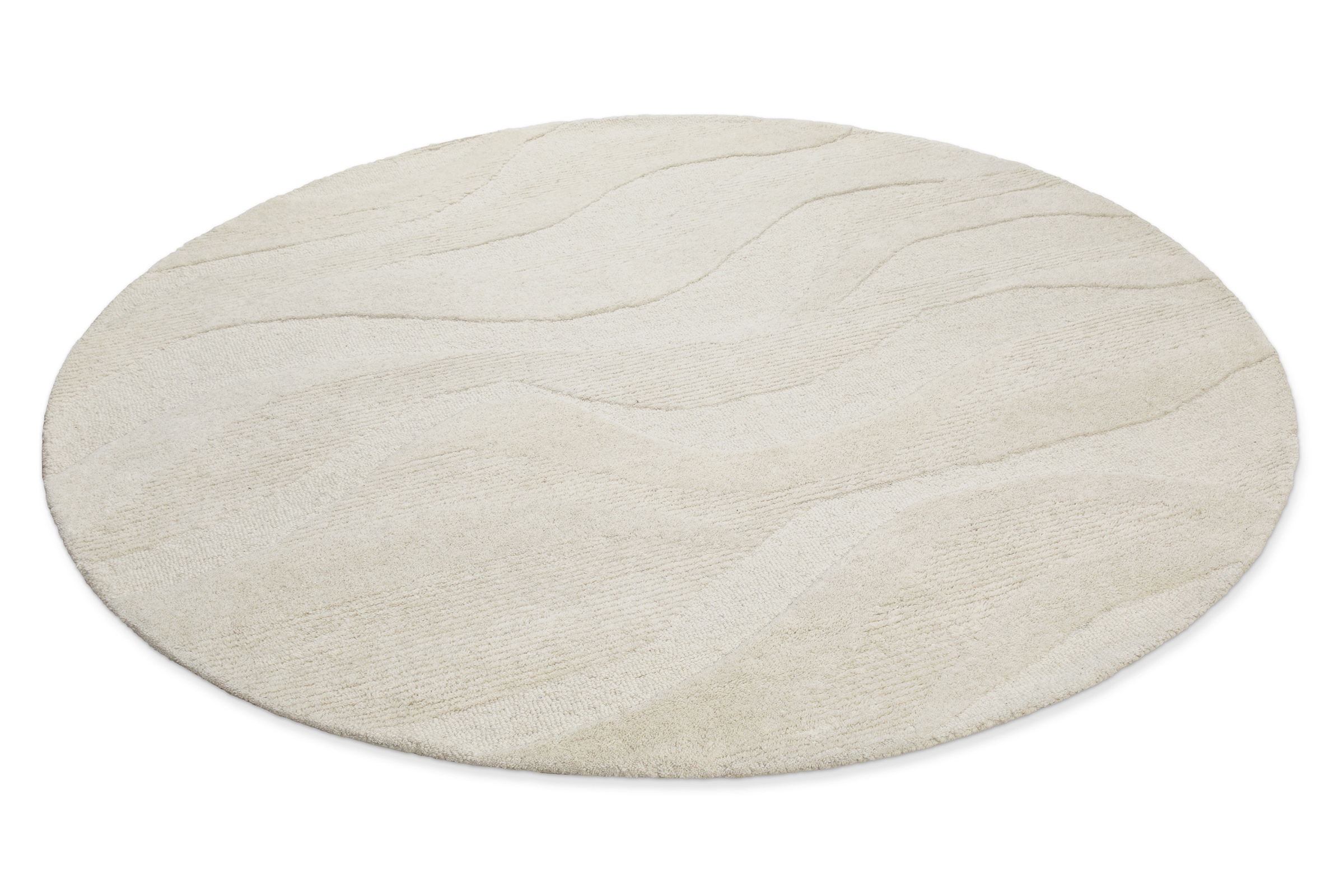 Wecon home Wollteppich »Hamptons THIRTYFOUR«, rund, 15 mm Höhe, Schurwolle, Kurzflor, Wohnzimmer, Schlafzimmer, elegant, Wellen-Muster
