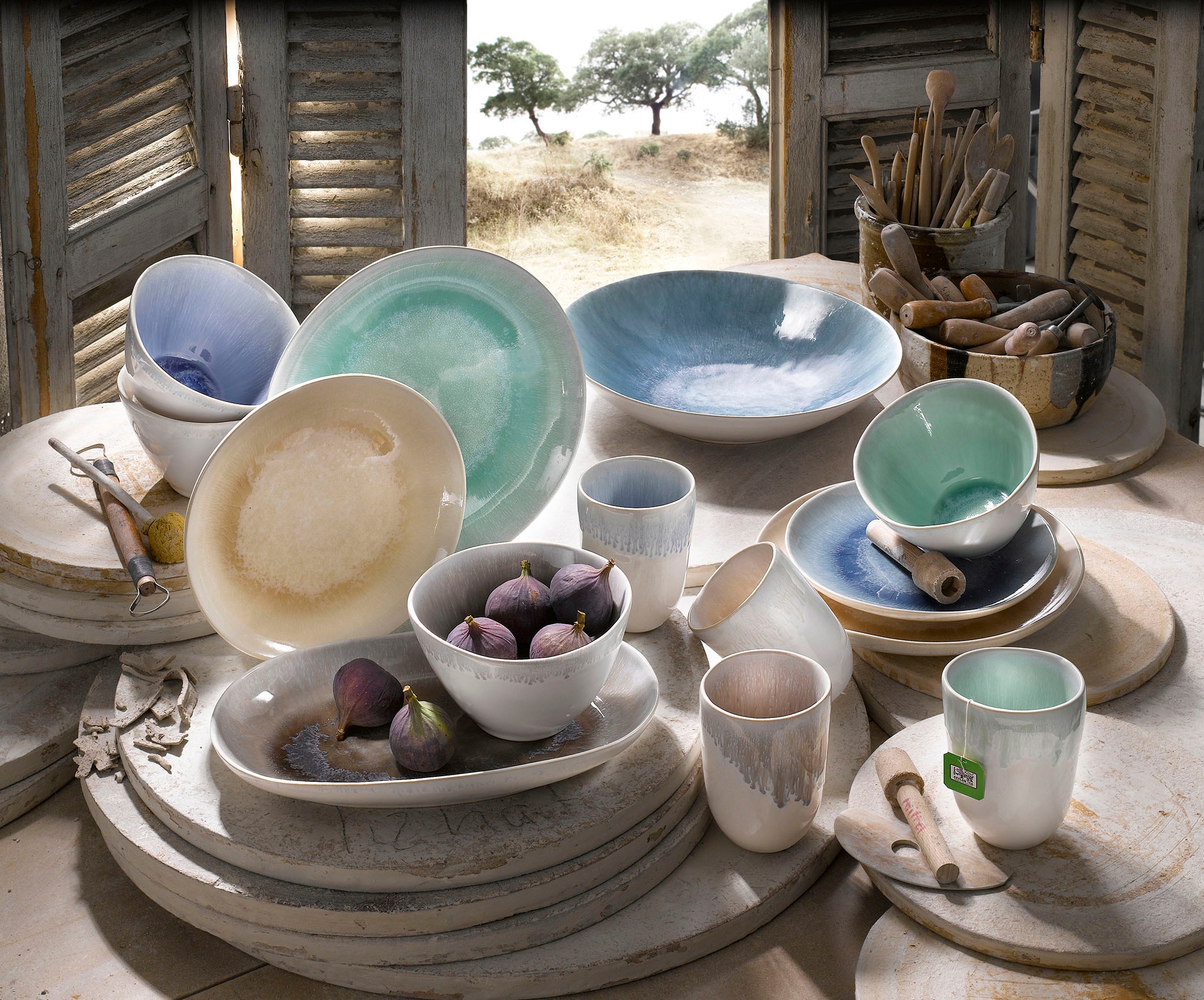 CreaTable Kombiservice "Aquarius" Spezialglasur, handwerklicher Look günstig online kaufen