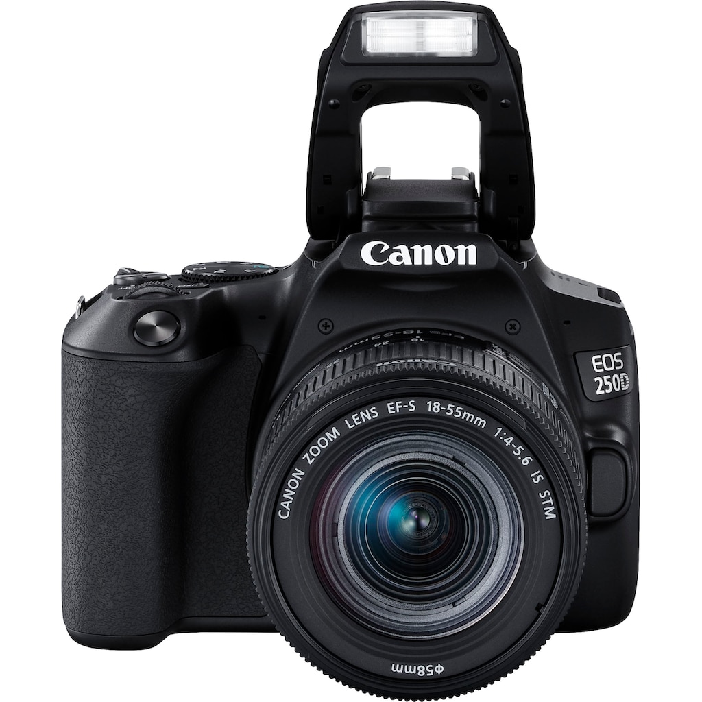 Canon Spiegelreflexkamera »250D + EF-S 18-55mm f/3.5-5.6 III + SB130 Kit«, EF-S 18-55mm f/3.5-5.6 III, 24,1 MP, Bluetooth-WLAN