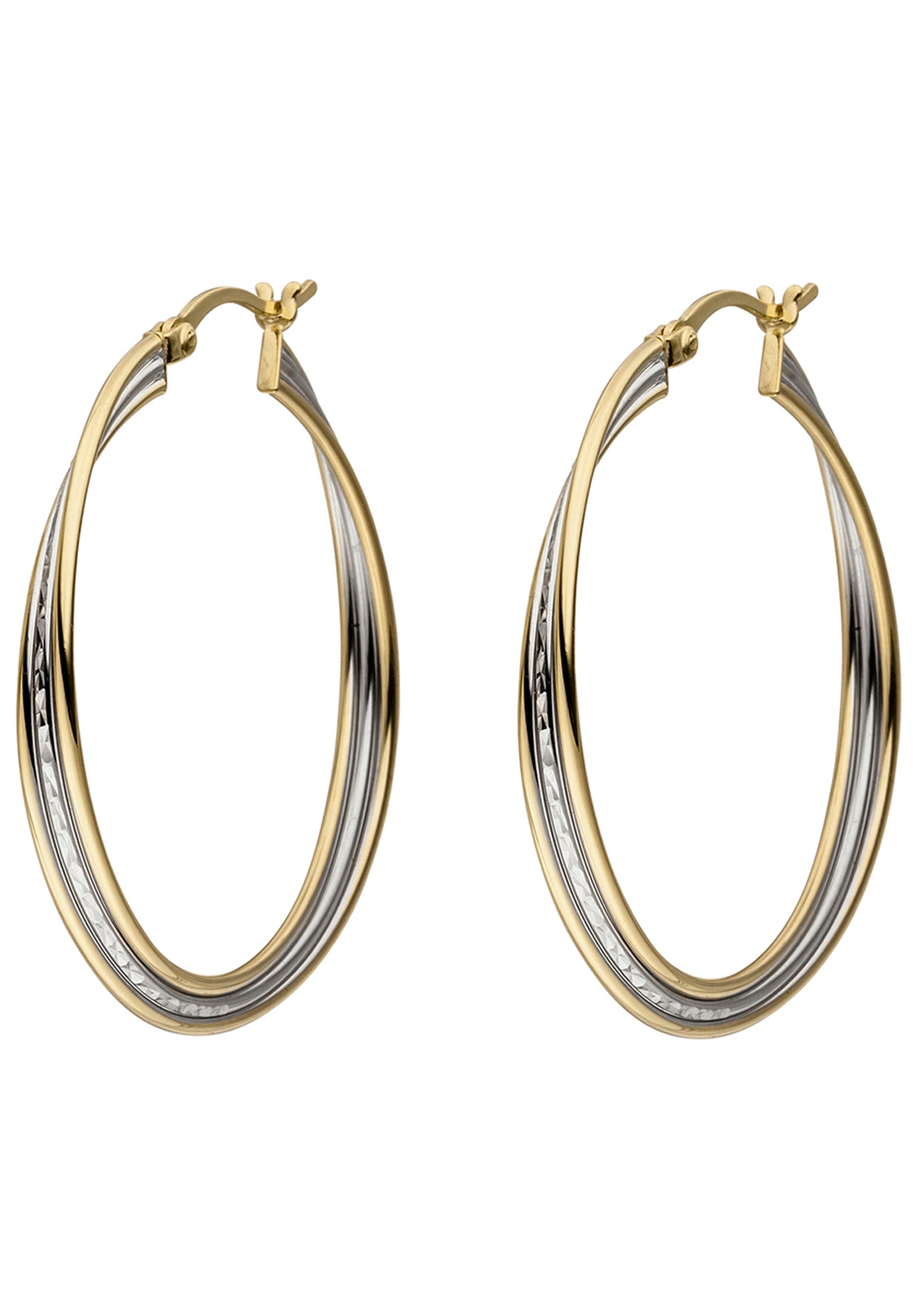 JOBO Paar Creolen 925 Silber bicolor vergoldet