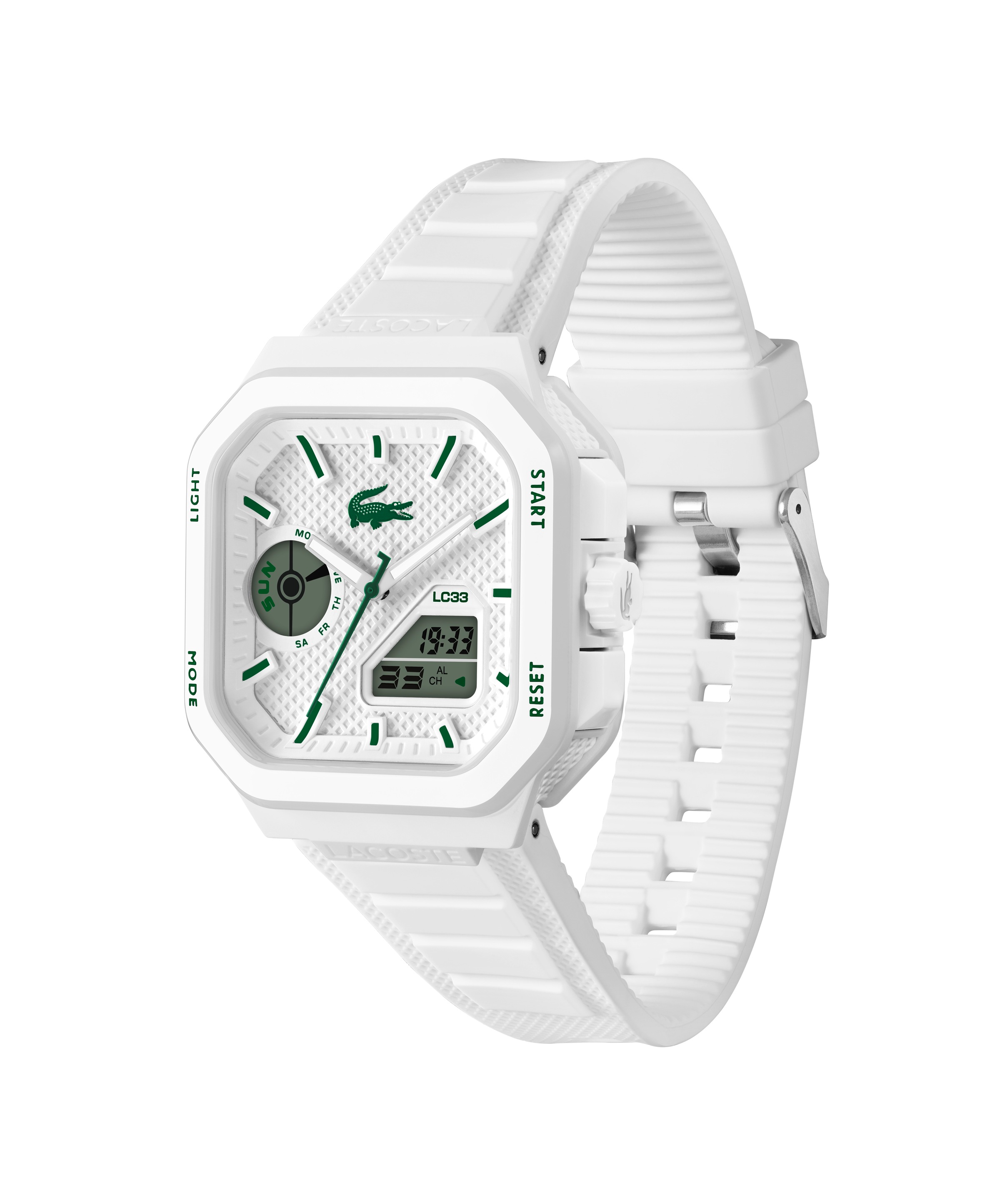 Lacoste Digitaluhr »LC33 SQUARE« Quarzuhr, Armbanduhr, Herrenuhr, Silikonarmband, digital, analog