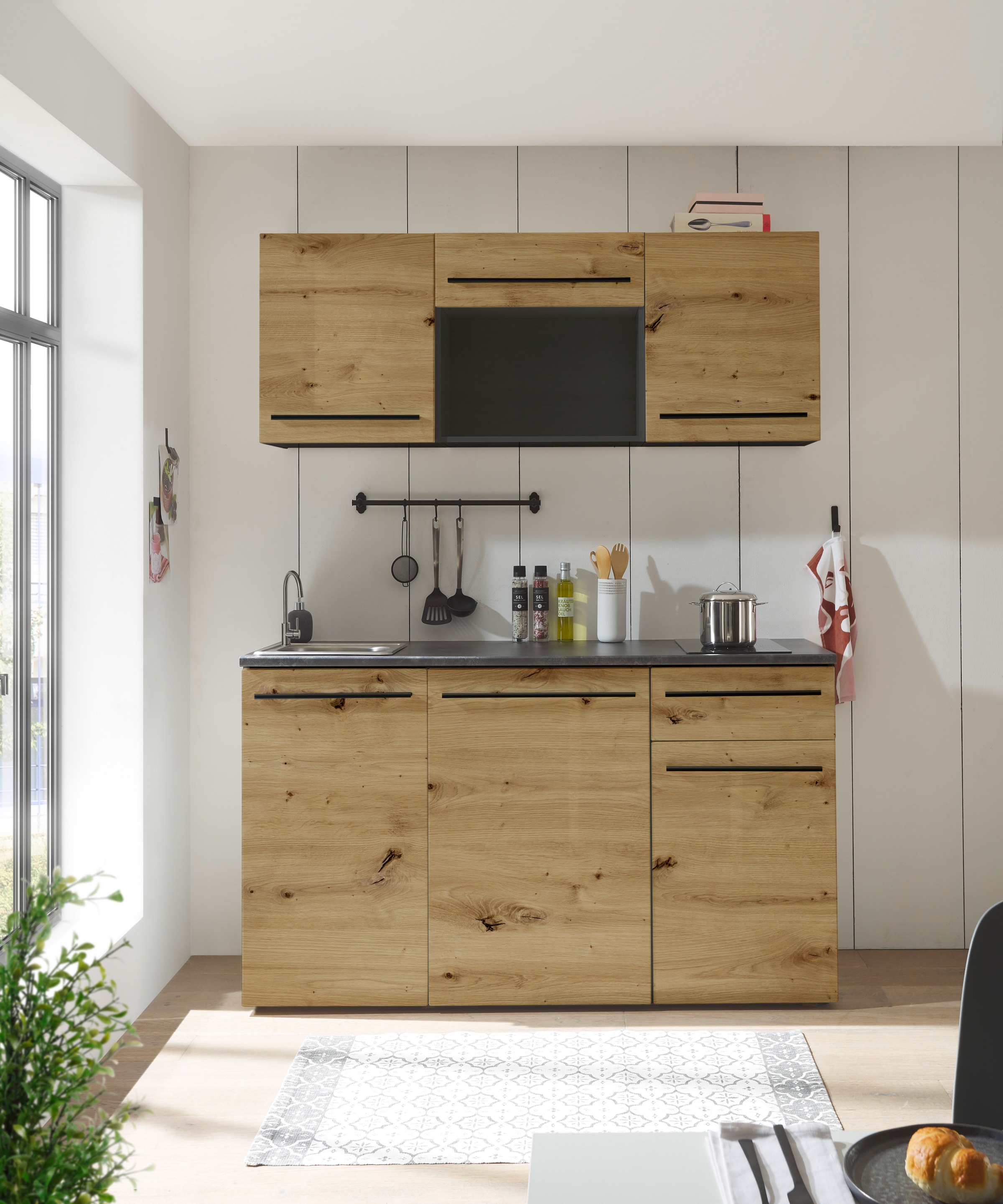 BASIC by Balculina Pantryküche "Jazz Singleküche" Breite 160 cm, wahlweise günstig online kaufen